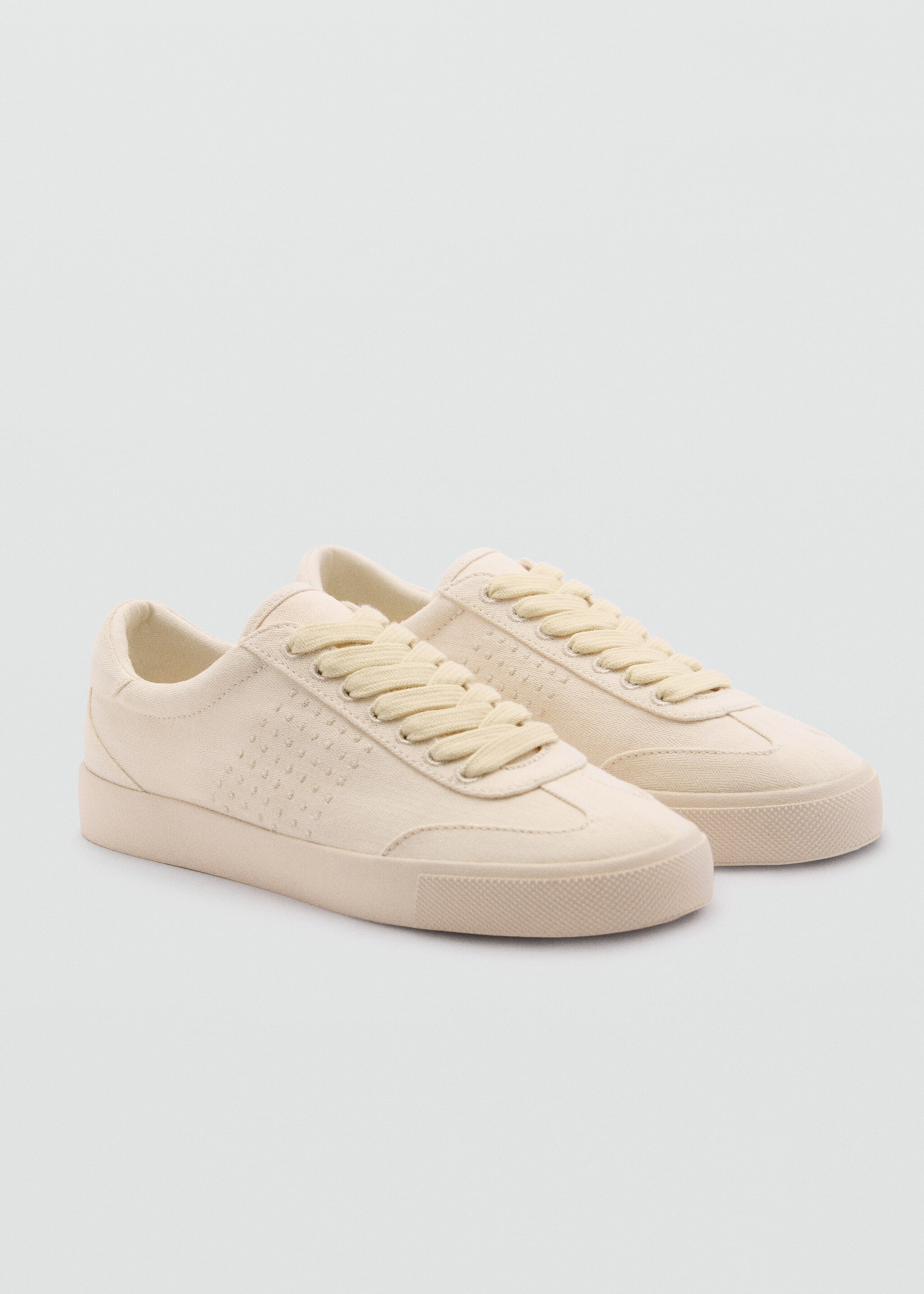 Geschnürte Sneakers - Mittlere Ansicht, Beige. Ref: 77090332-00.