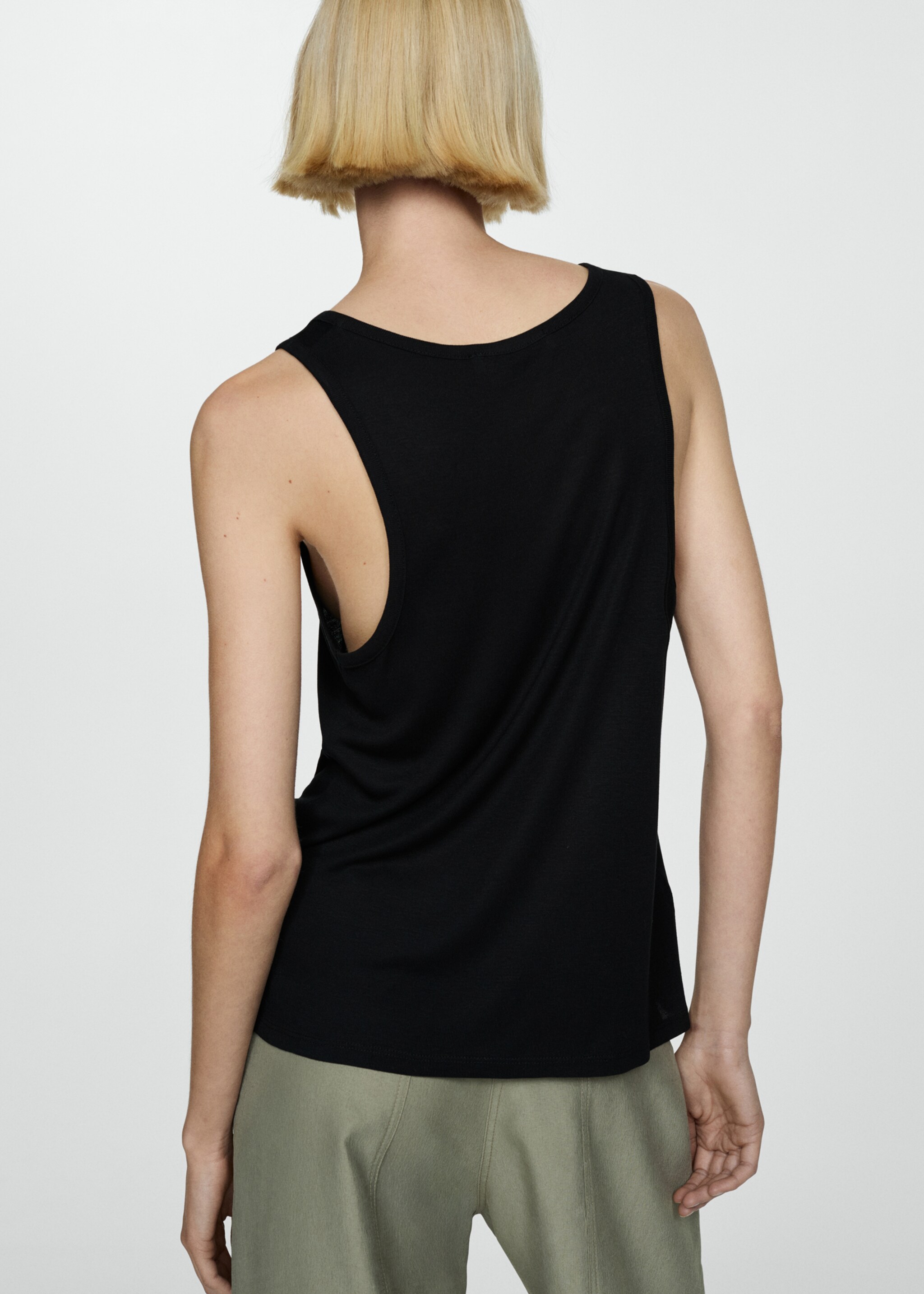 Knit strap top - Reverse of the article, Black. Ref: 77090341-00.