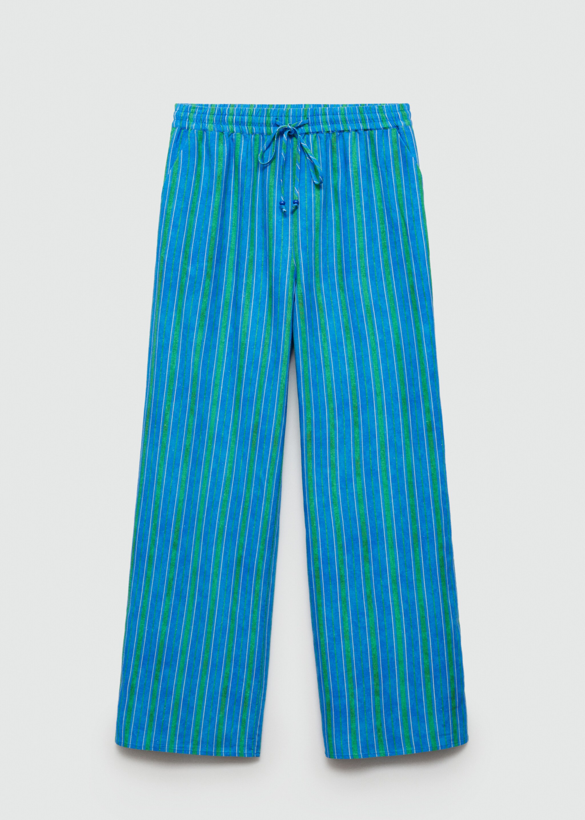 Linen stripe-printed trousers - Article without model, Blue. Ref: 77090360-00.
