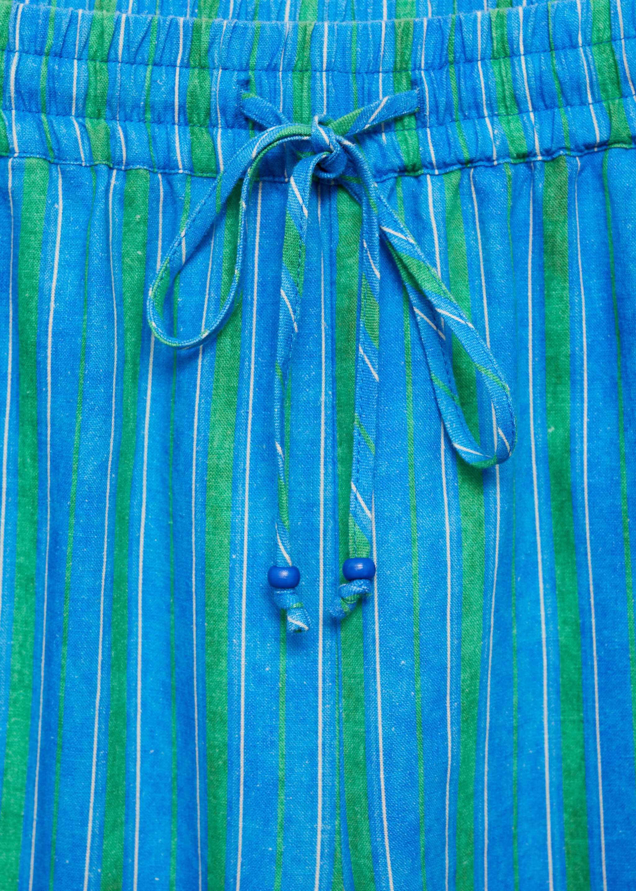 Linen stripe-printed trousers - Details of the article 8, Blue. Ref: 77090360-00.