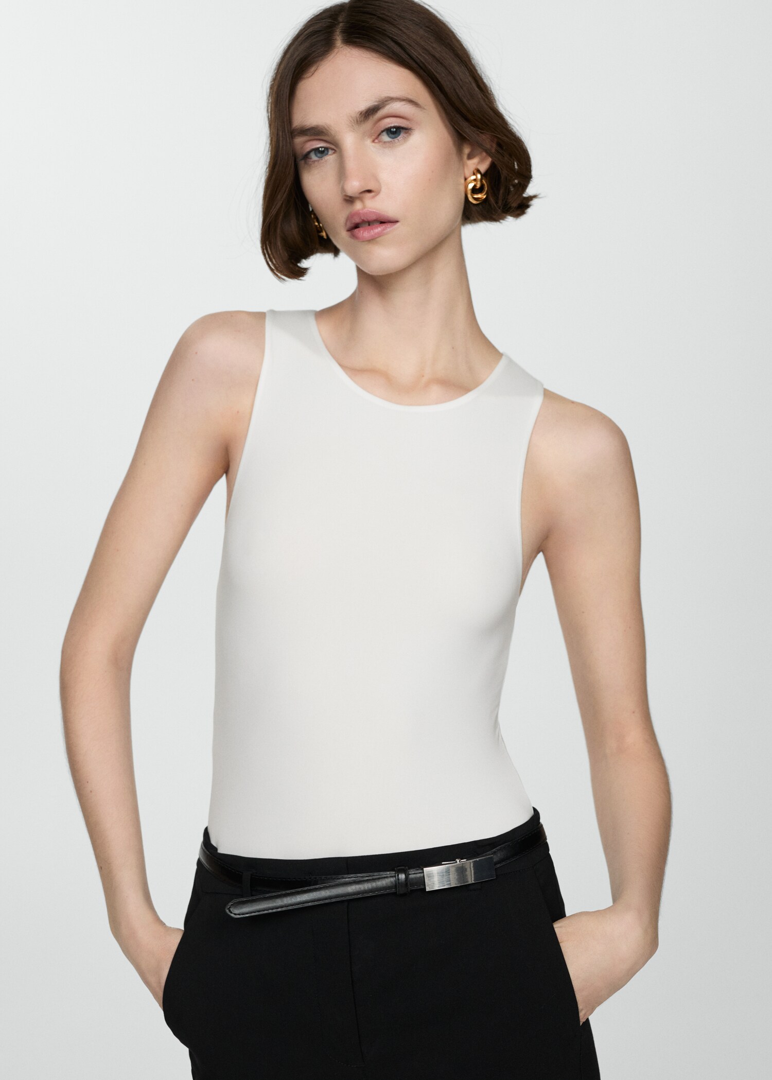 Sleeveless fitted bodysuit - Medium plane