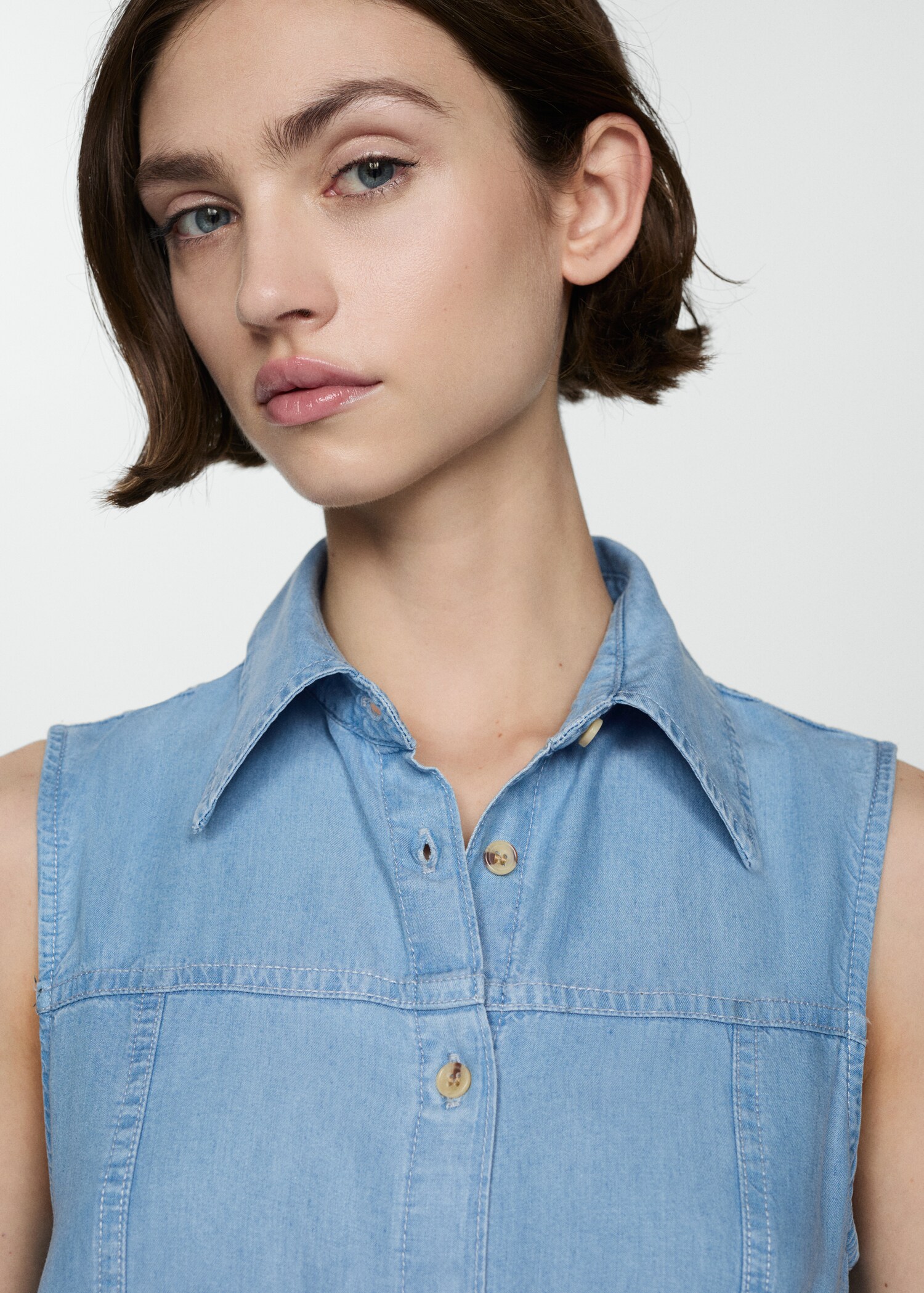 Lyocell shirt dress with bow - Details of the article 1