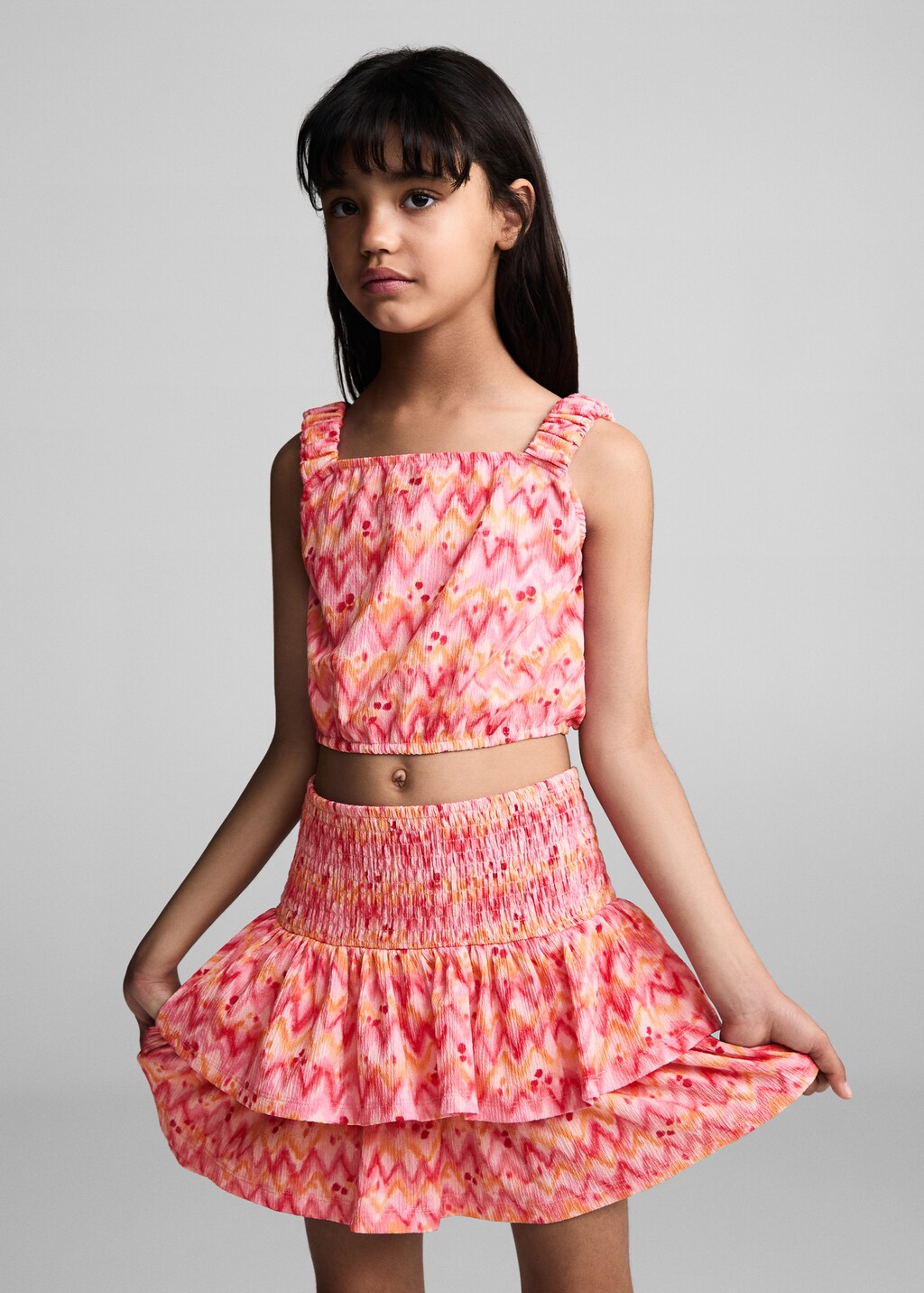Gathered skirt with ruffles - Girls | MANGO OUTLET USA