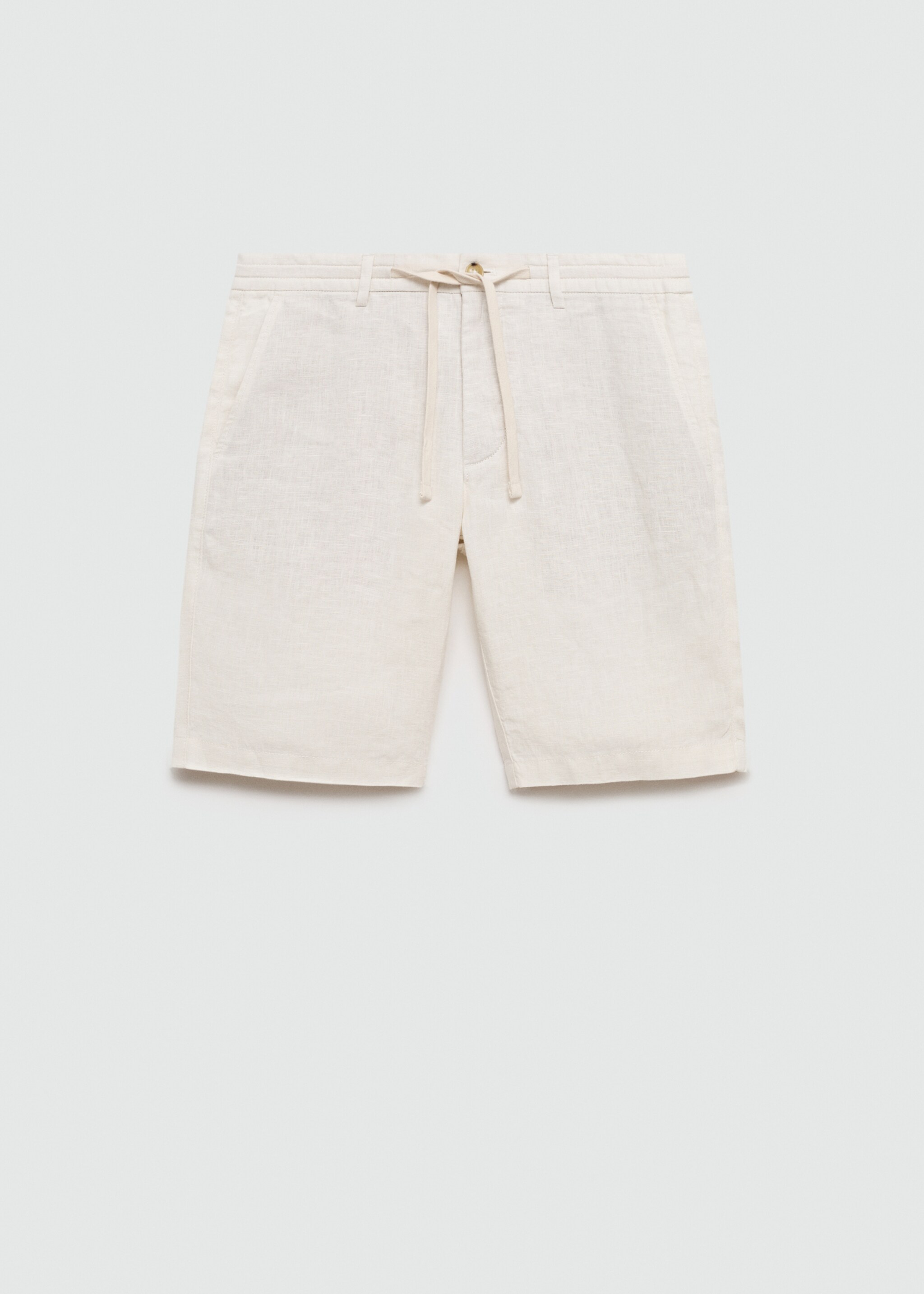 Bermudashorts aus 100 % Leinen mit Kordel - Artikel ohne Model, Cremeweiß. Ref: 77090561-00.