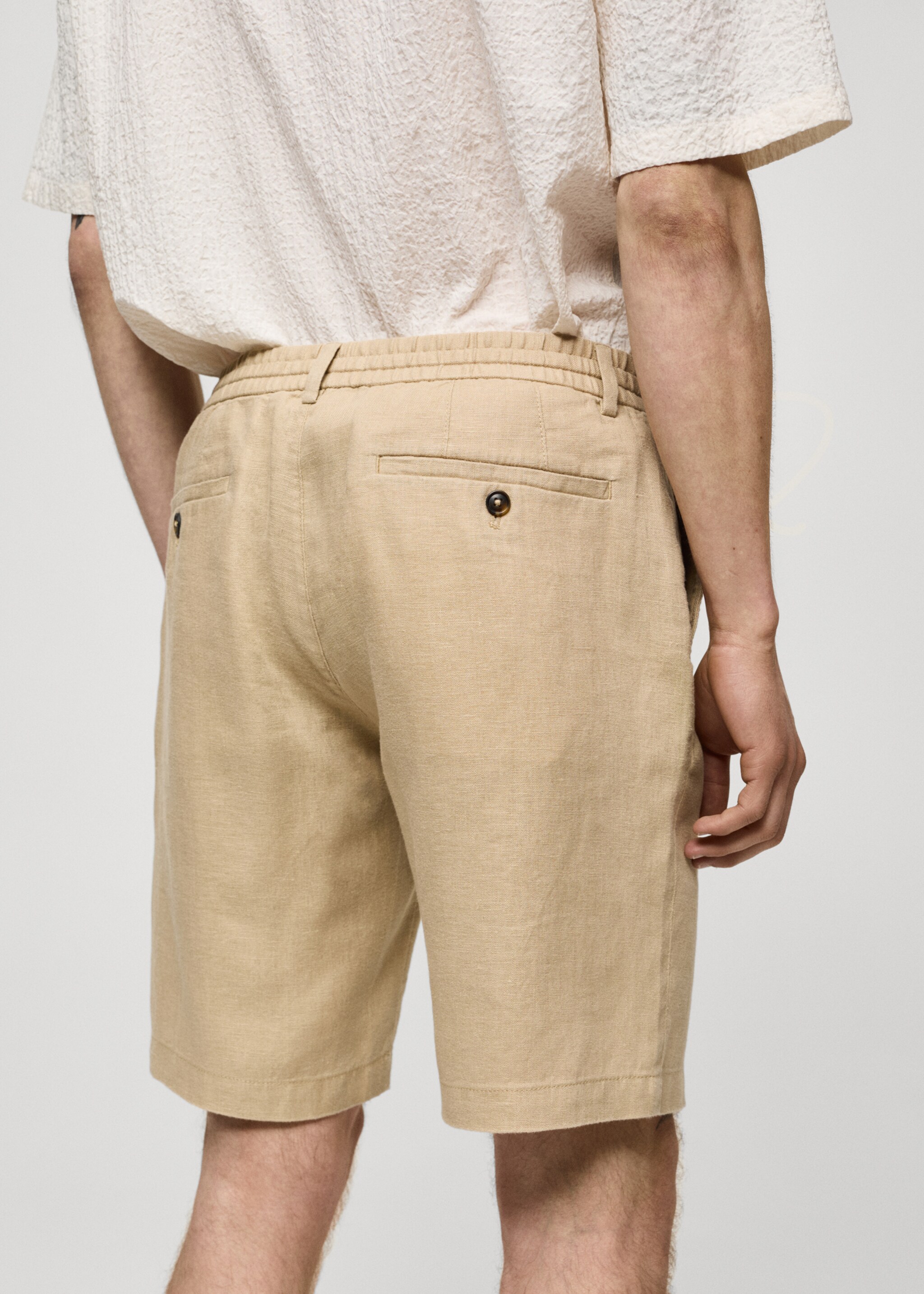 Bermuda 100 % lin cordon - Détail de l'article 2, Beige. Ref: 77090561-00.
