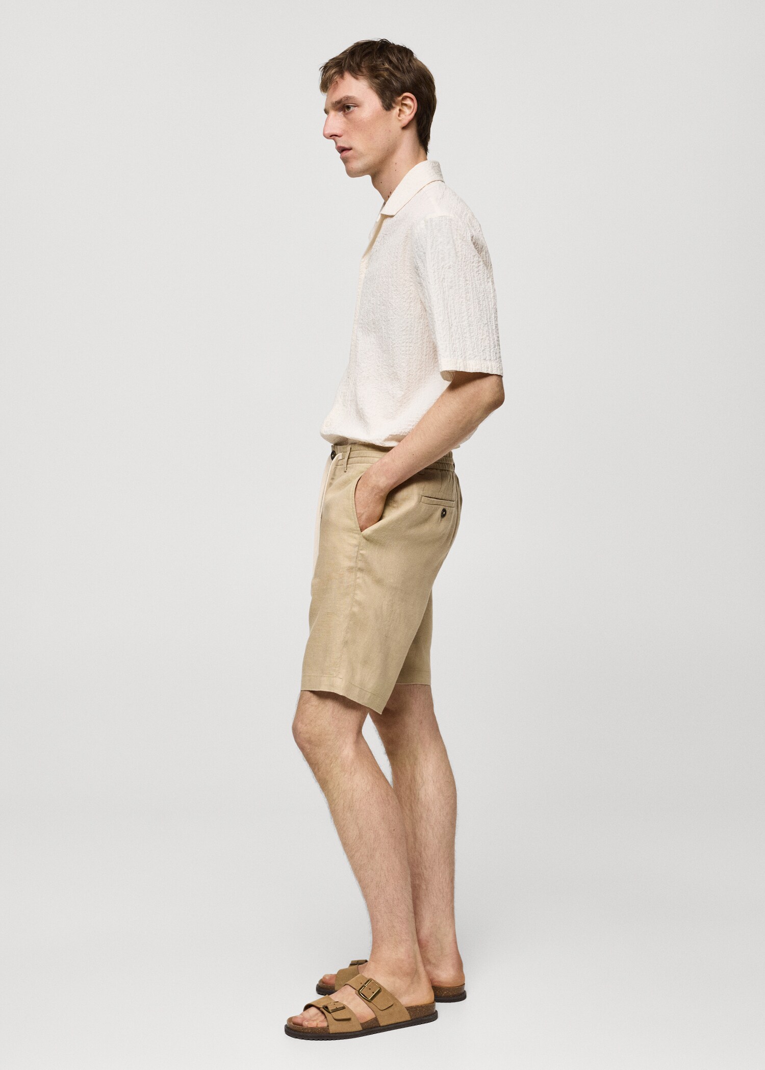 100% linen bermuda shorts with drawstring - Details of the article 6