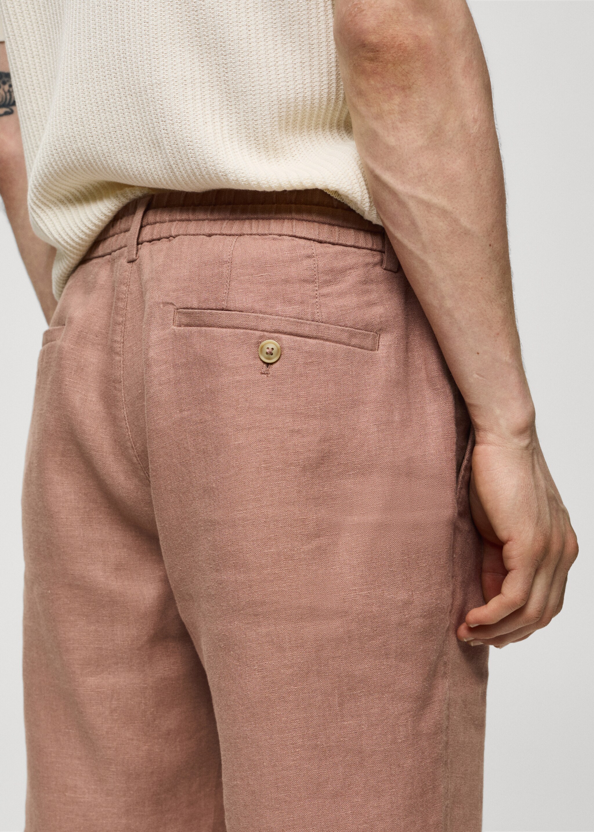 100% linen bermuda shorts with drawstring - Details of the article 2