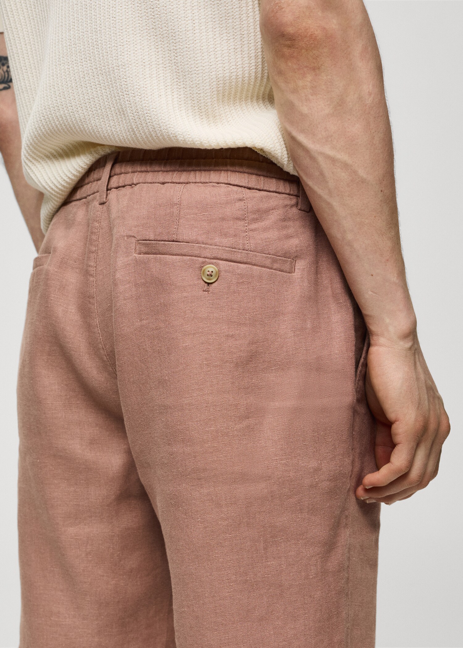 100% linen bermuda shorts with drawstring - Details of the article 2