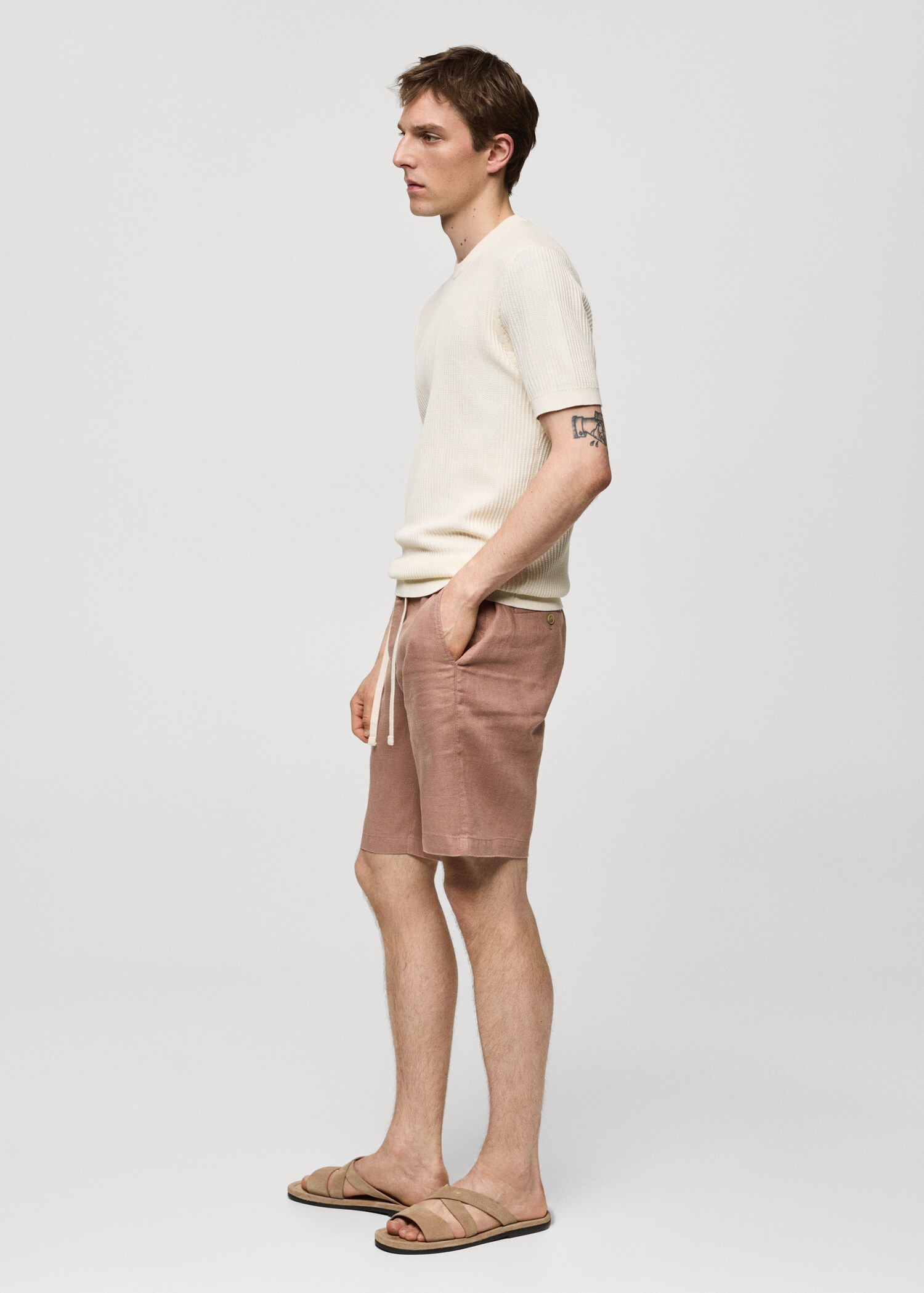 100% linen bermuda shorts with drawstring - Details of the article 6