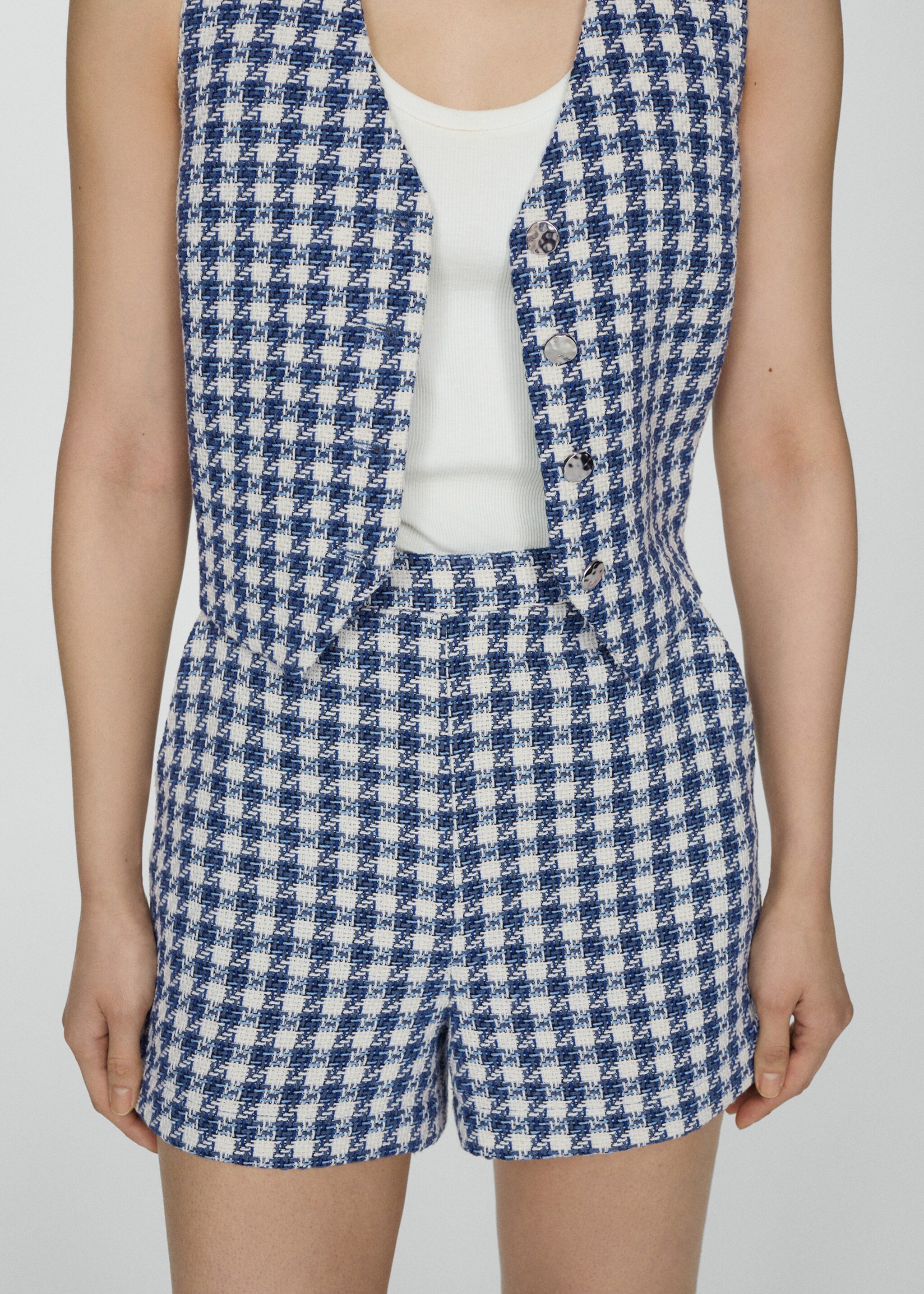 Gilet pied-de-poule - Détail de l'article 6, Bleu. Ref: 77090564-00.
