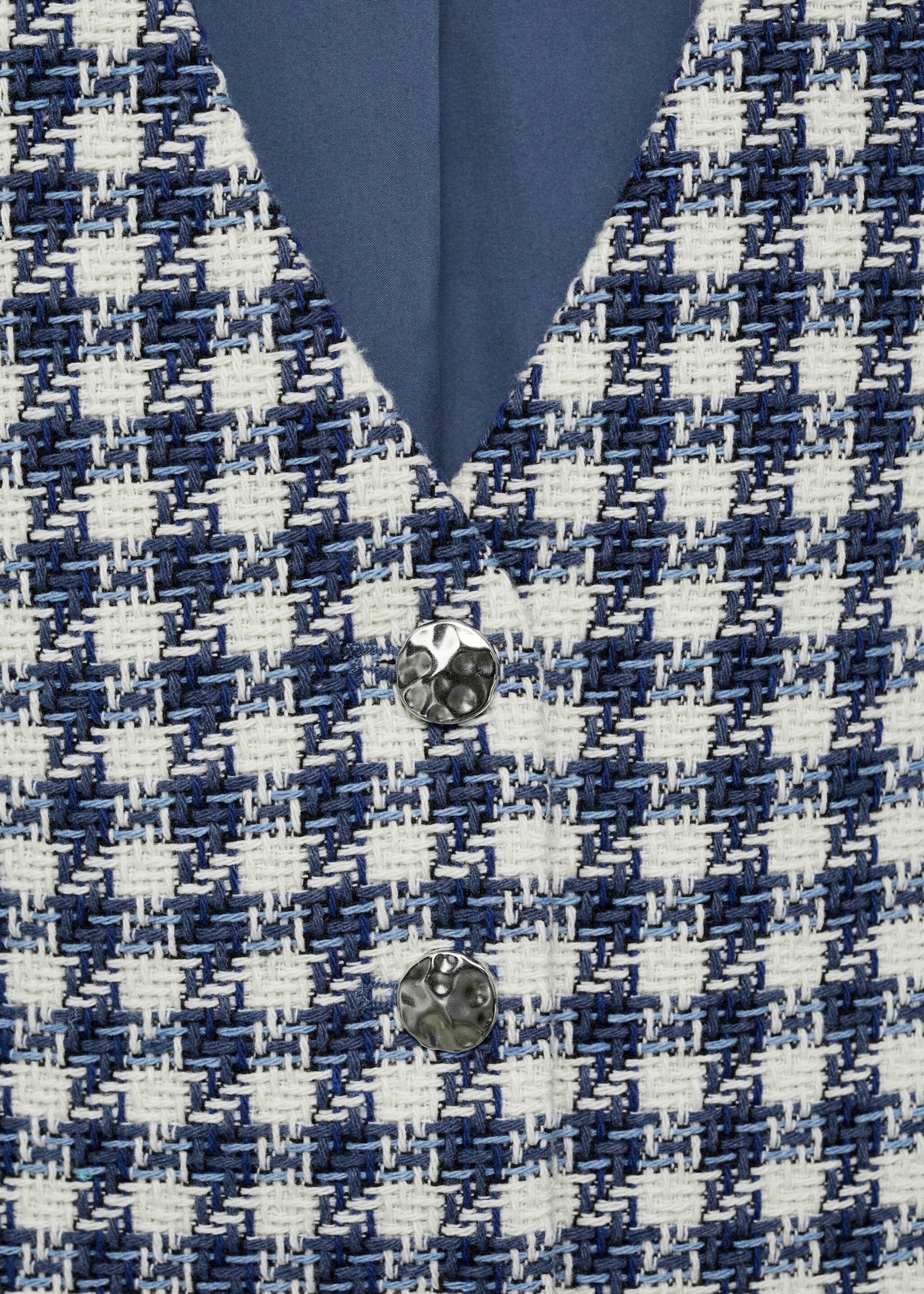 Gilet pied-de-poule - Détail de l'article 8, Bleu. Ref: 77090564-00.