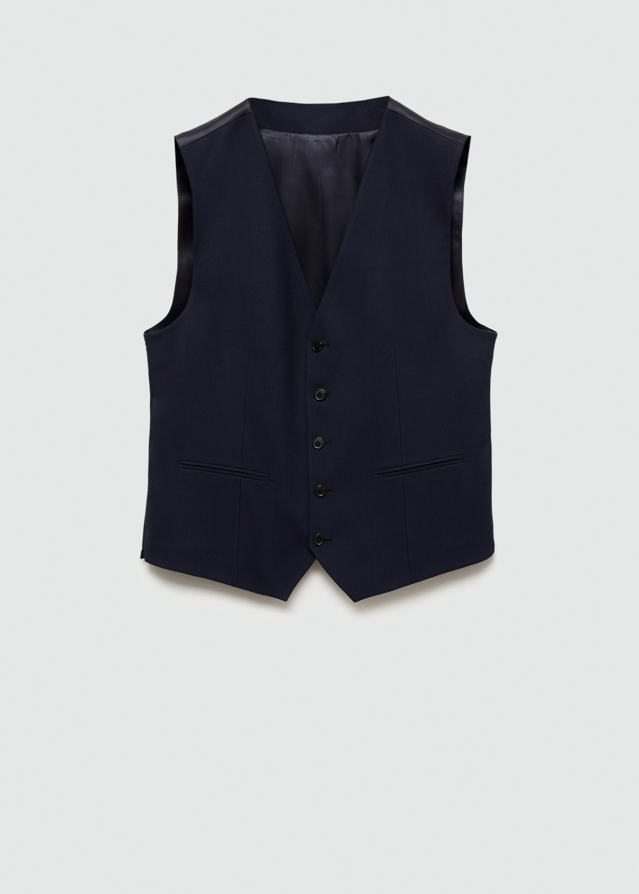 Slim-fit suit waistcoat in stretch fabric - Article without model, Dark Navy. Ref: 77090567-00.