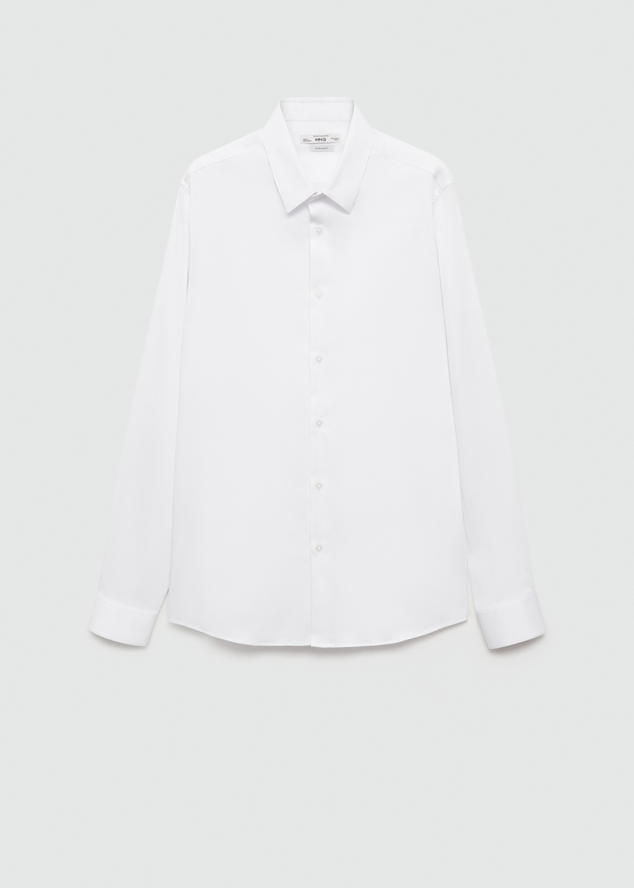 Πουκάμισο κοστουμιού super slim fit ποπλίνα - Προϊόν χωρίς μοντέλο, Λευκό. Ref: 77090568-00.