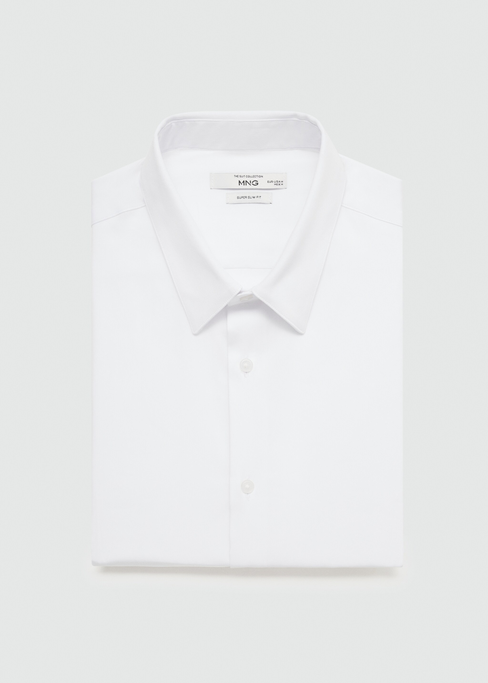 Πουκάμισο κοστουμιού super slim fit ποπλίνα - Λεπτομέρεια του προϊόντος 8, Λευκό. Ref: 77090568-00.