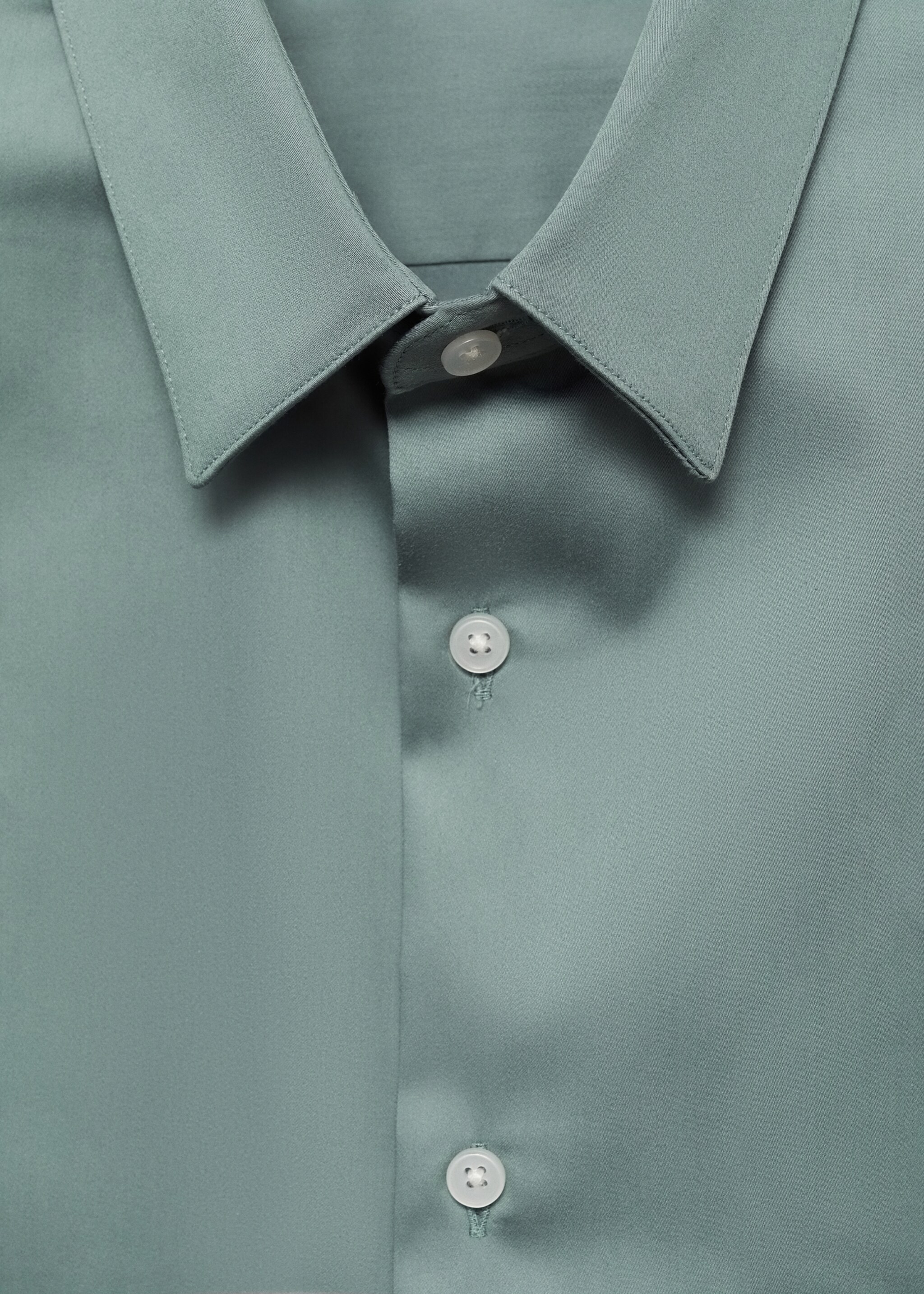 Camisa vestit súper slim fit popelín - Detall de l'article 8, Verd. Ref: 77090568-00.