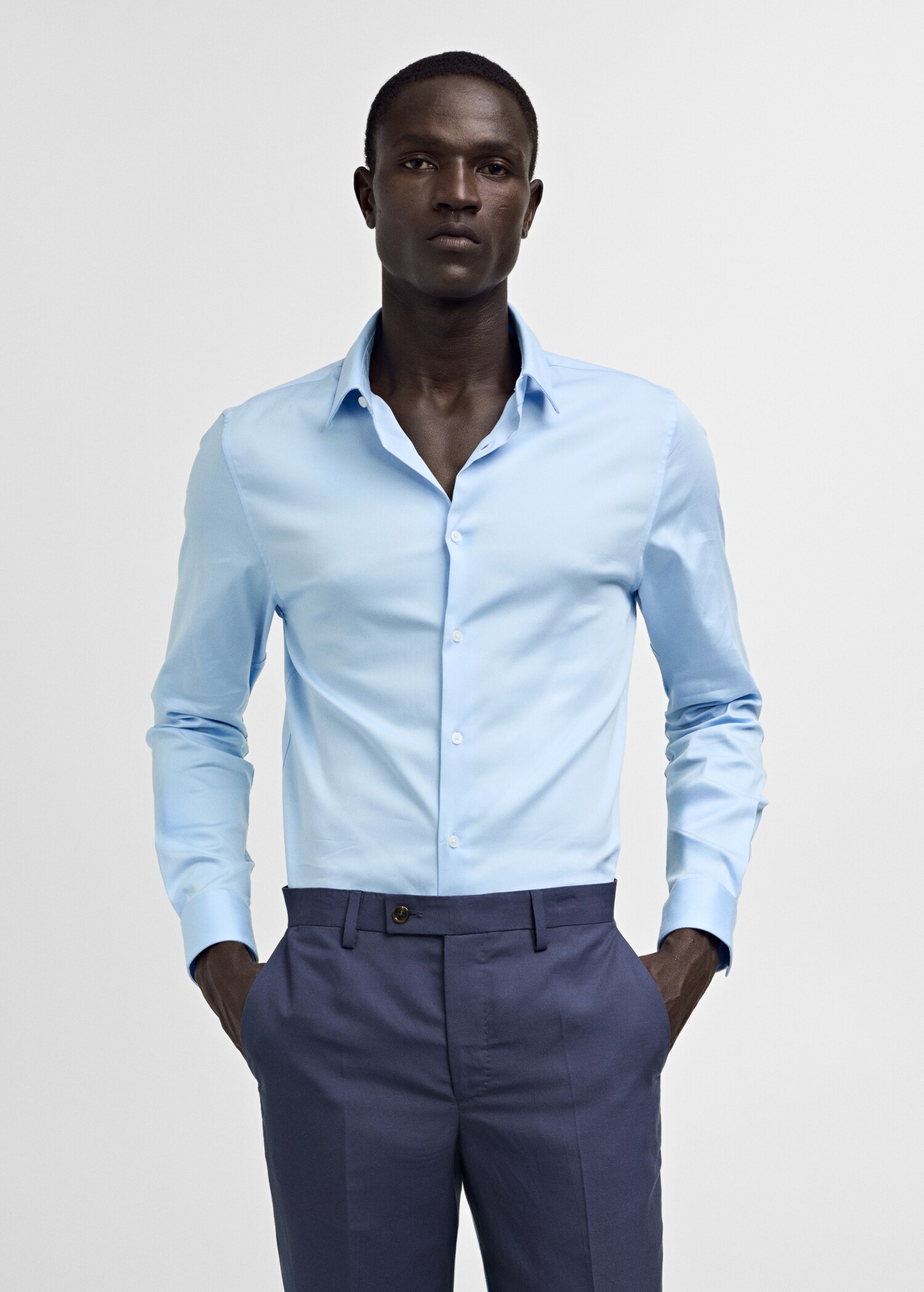 Camisa vestit súper slim fit popelín - Pla mig