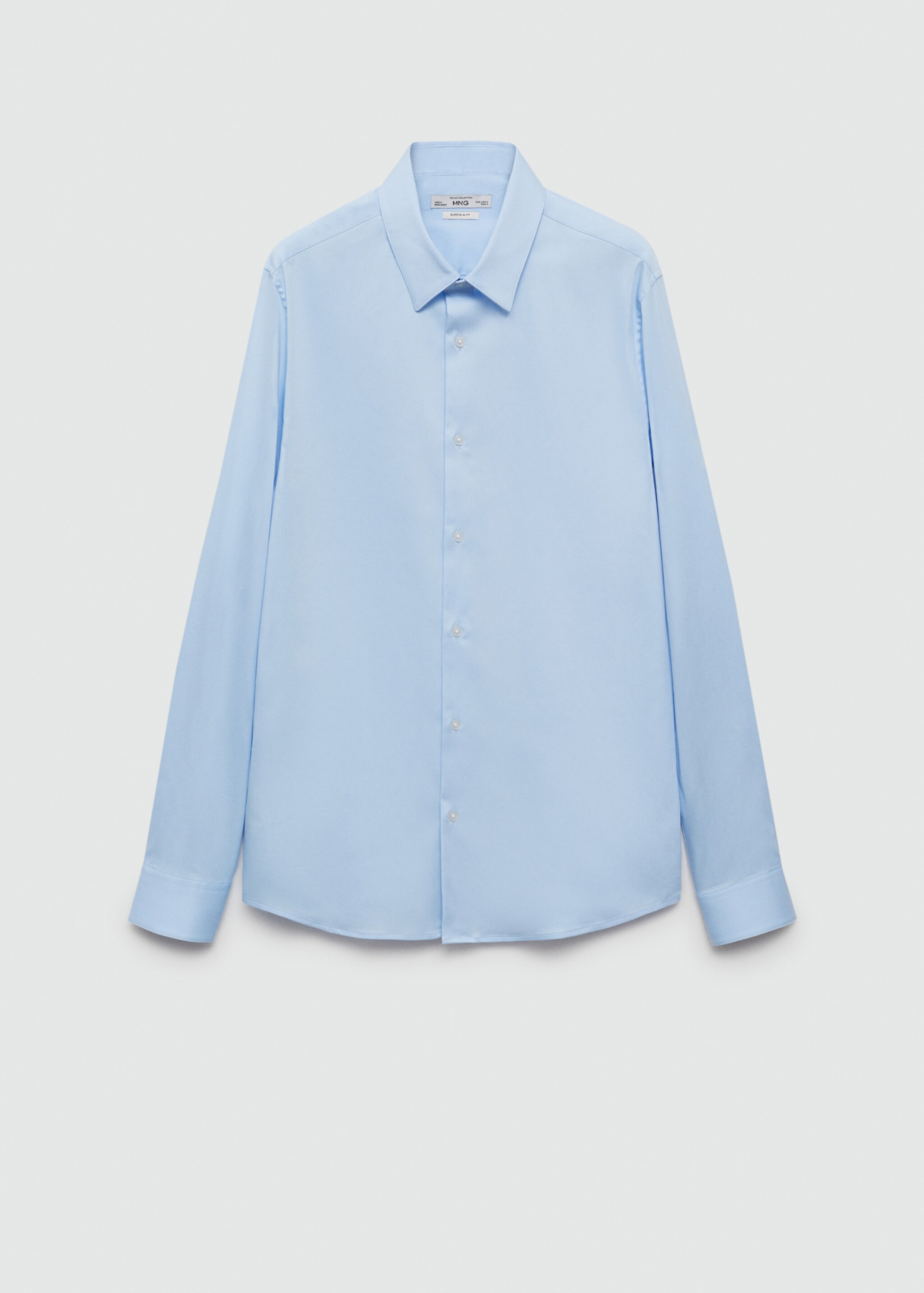 Πουκάμισο κοστουμιού super slim fit ποπλίνα - Προϊόν χωρίς μοντέλο, Γαλάζιο. Ref: 77090568-00.