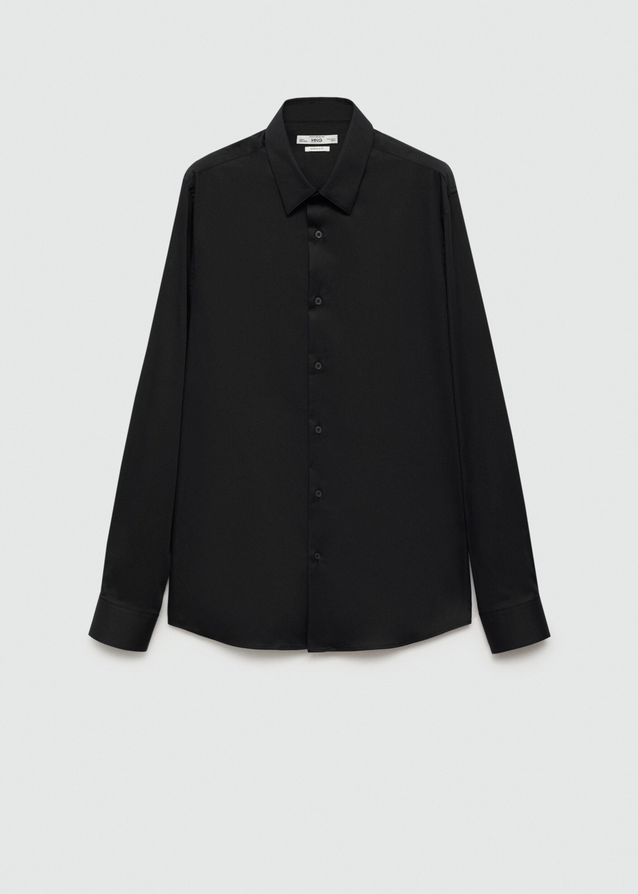 Super slim-fit poplin suit shirt - Article without model, Black. Ref: 77090568-00.