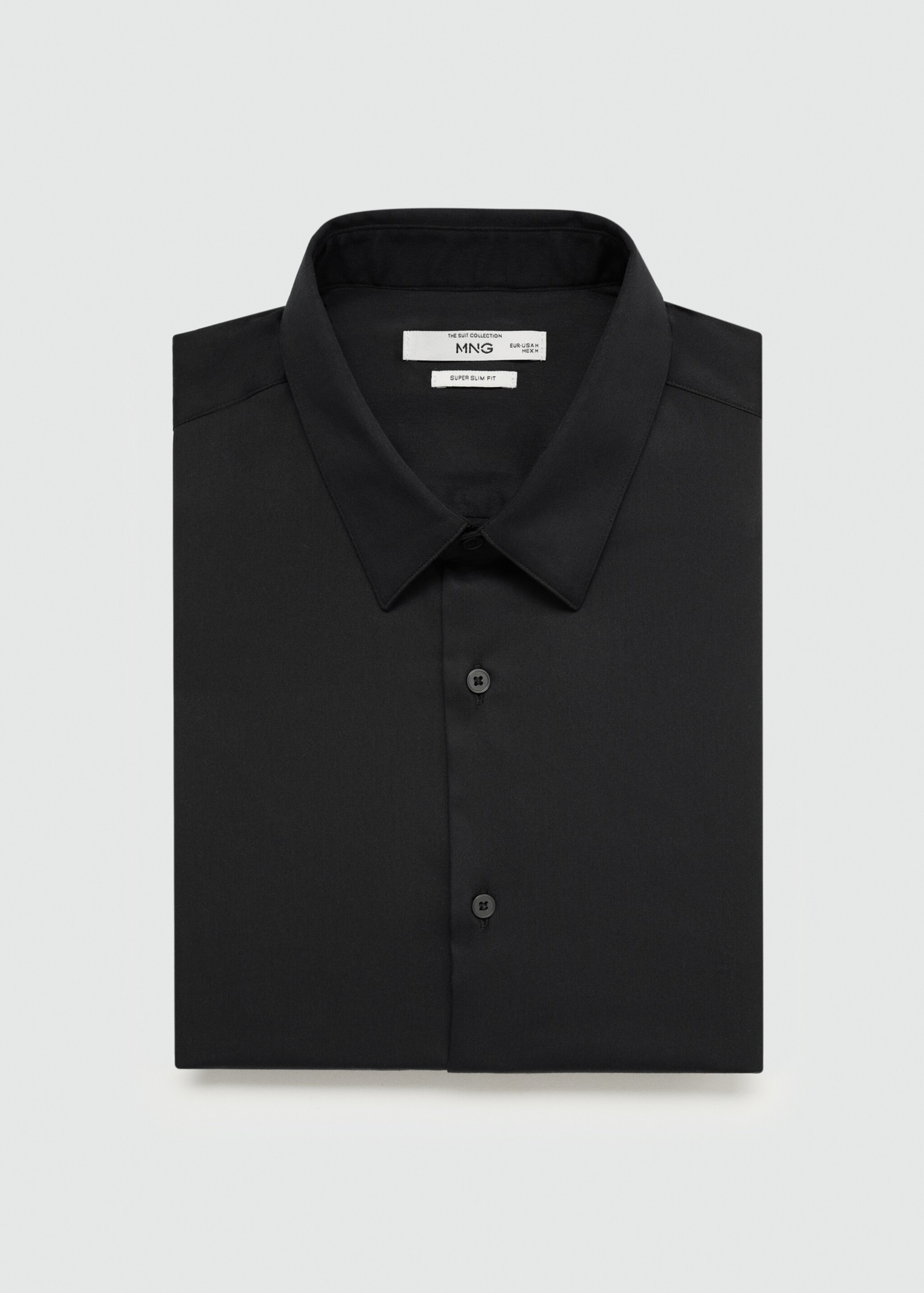 Super slim-fit poplin suit shirt - Details of the article 8, Black. Ref: 77090568-00.