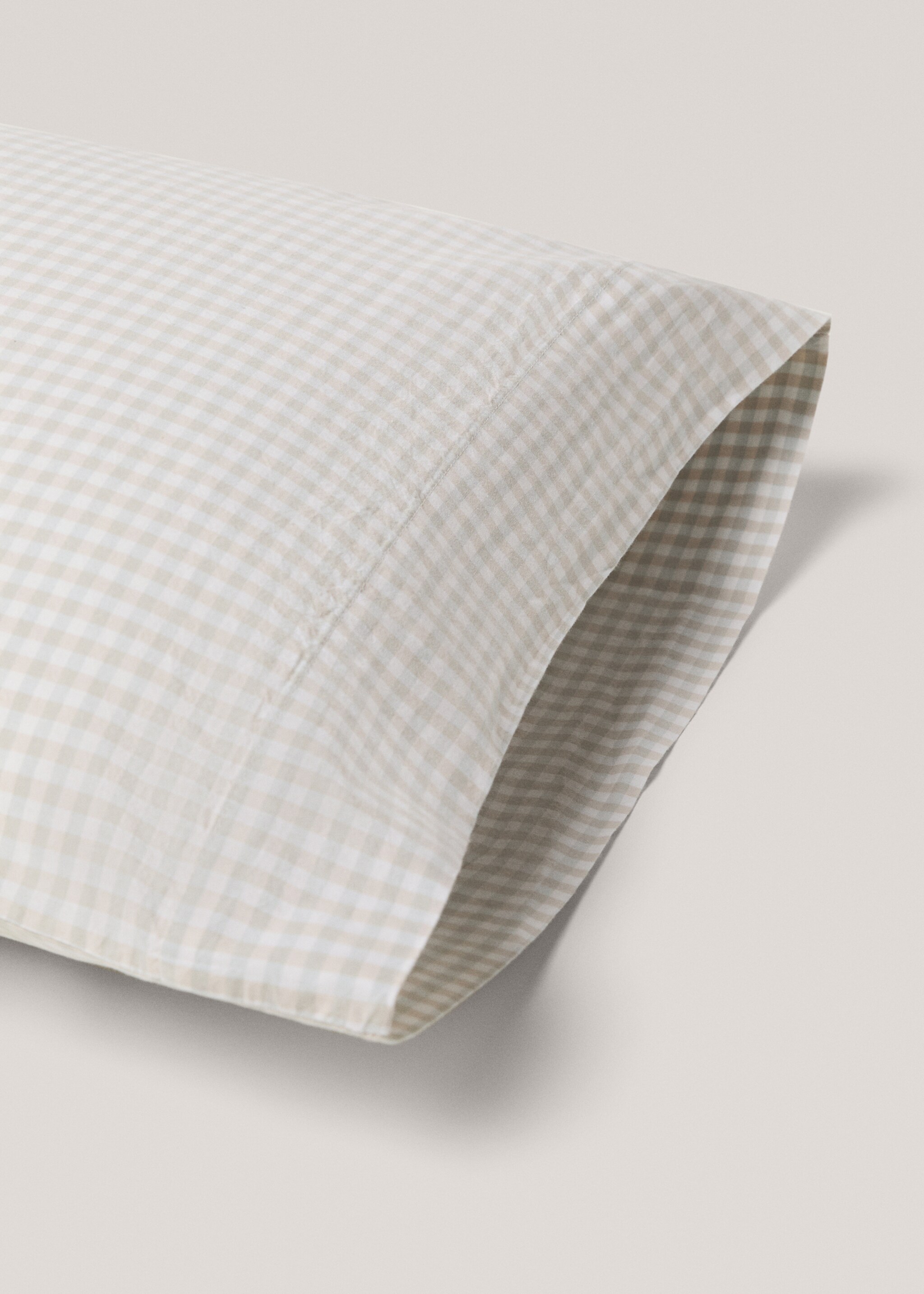 Vichy printed pillowcase 45x110cm - Details of the article 2, Aqua Green. Ref: 77090575-00.