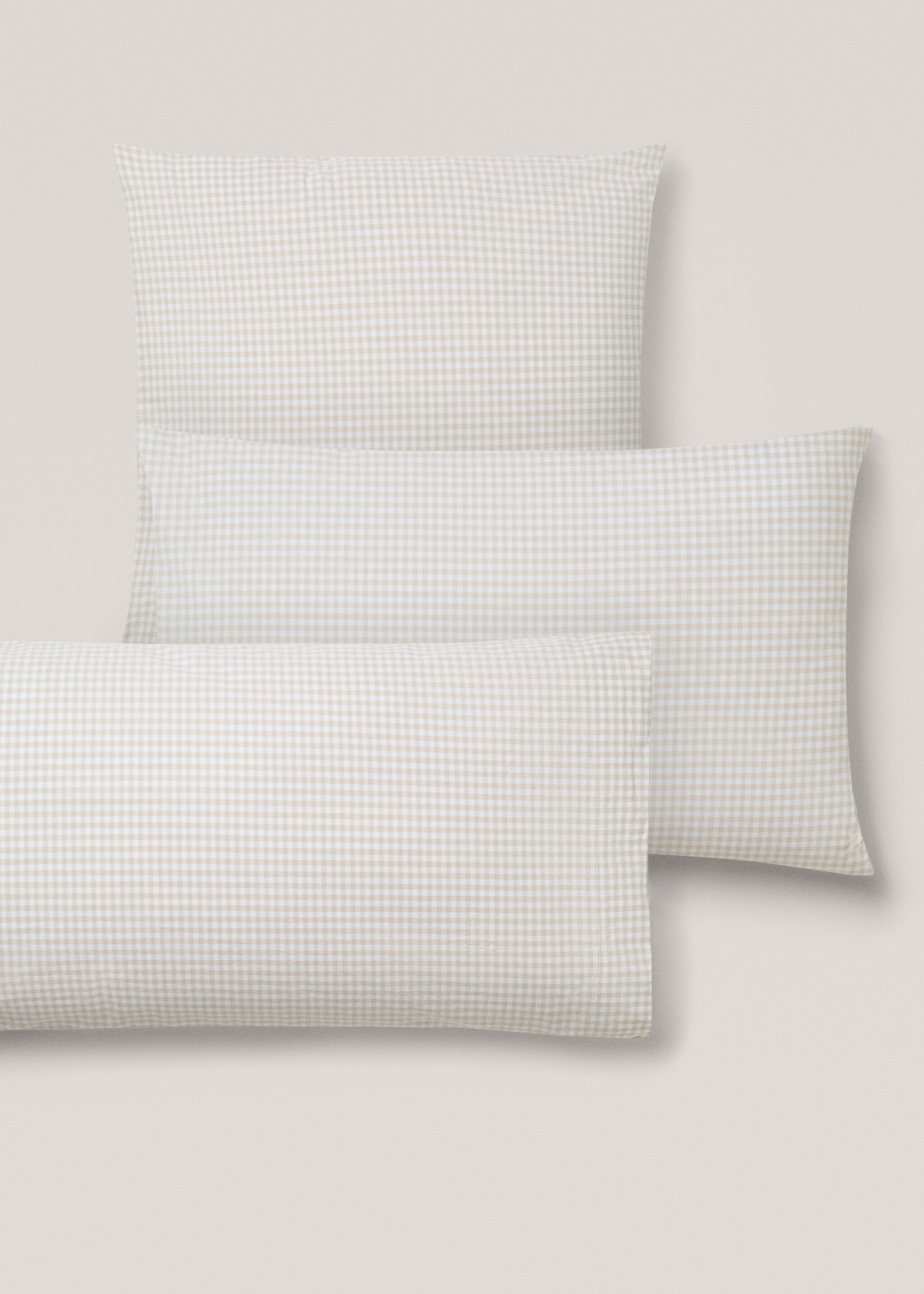 Vichy printed pillowcase 45x110cm - Details of the article 4, Aqua Green. Ref: 77090575-00.
