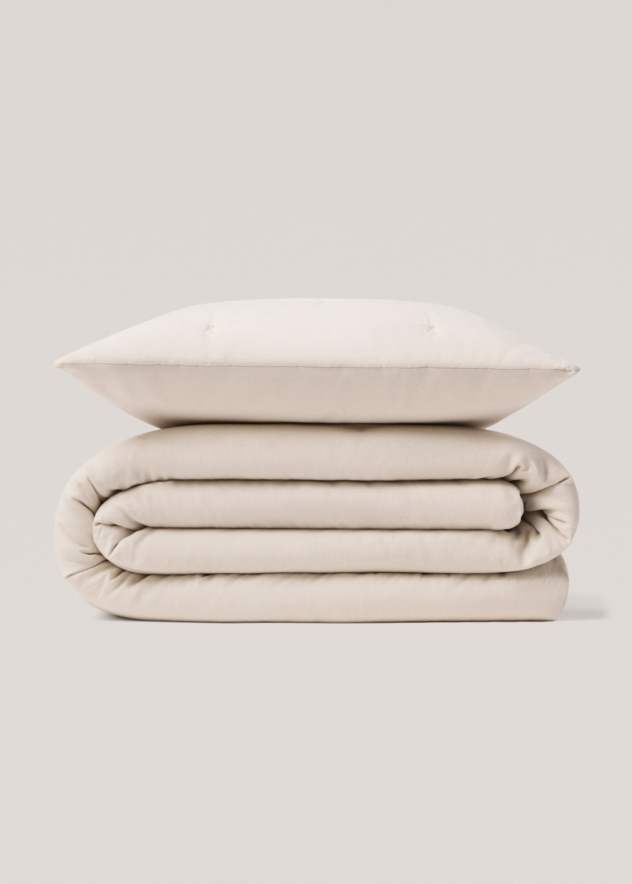 100% linen cushion cover 60x60cm - Details of the article 5, Beige. Ref: 77090579-00.