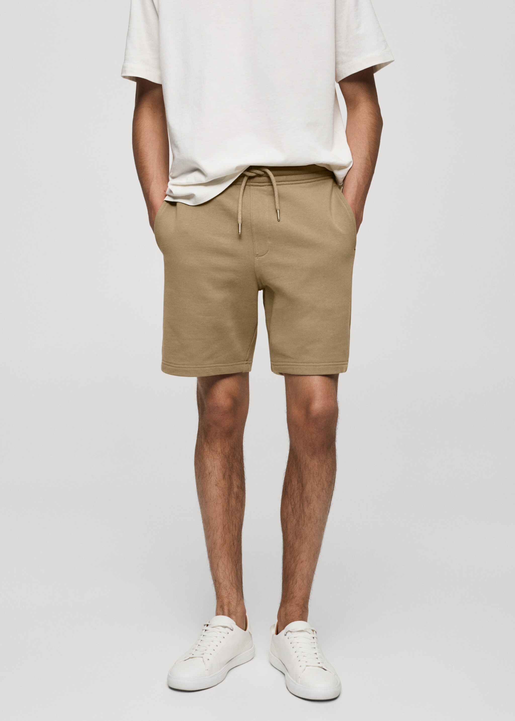 Jogger cotton Bermuda shorts - Medium plane, Sand. Ref: 77090585-00.