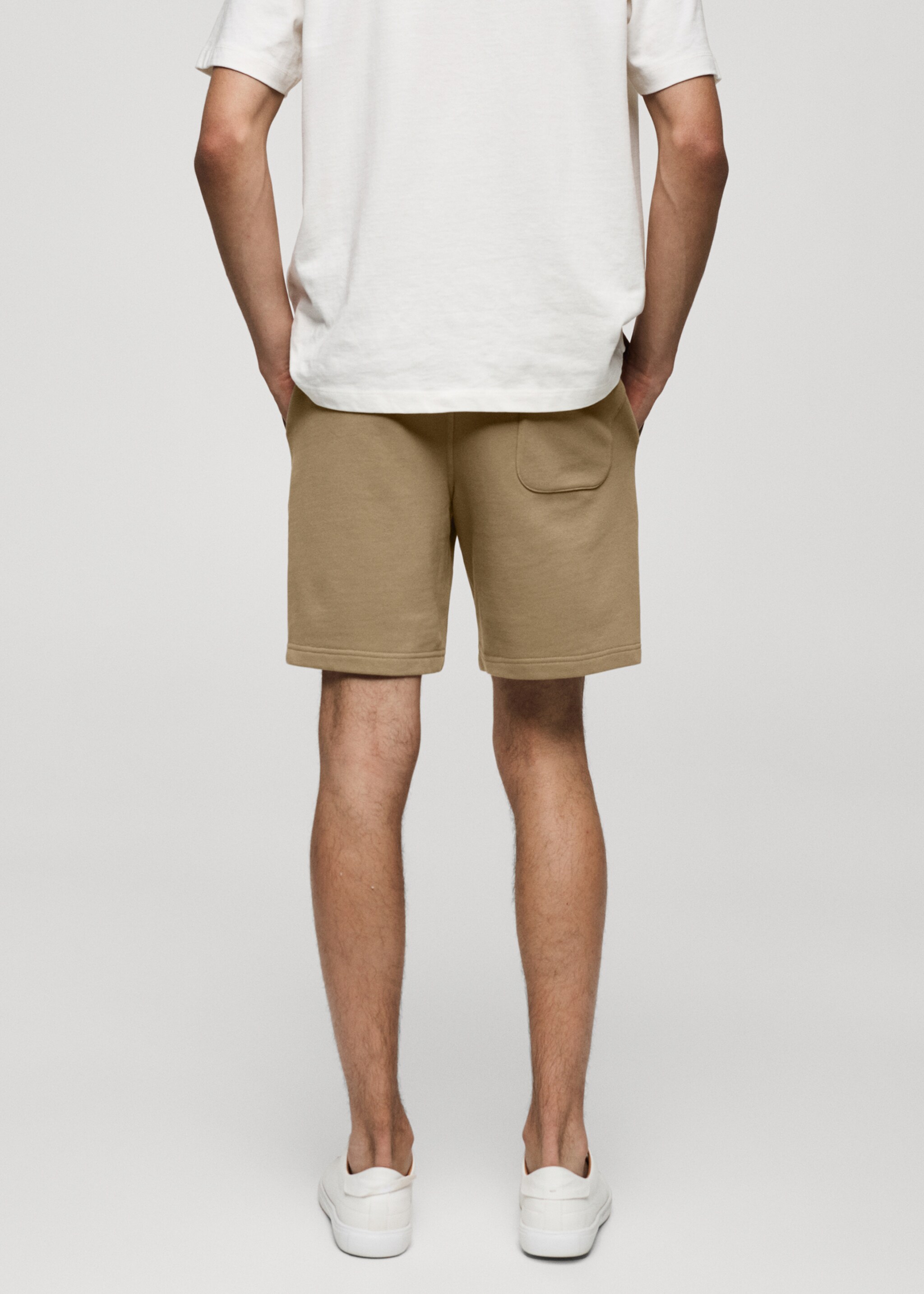 Jogger cotton Bermuda shorts - Reverse of the article, Sand. Ref: 77090585-00.