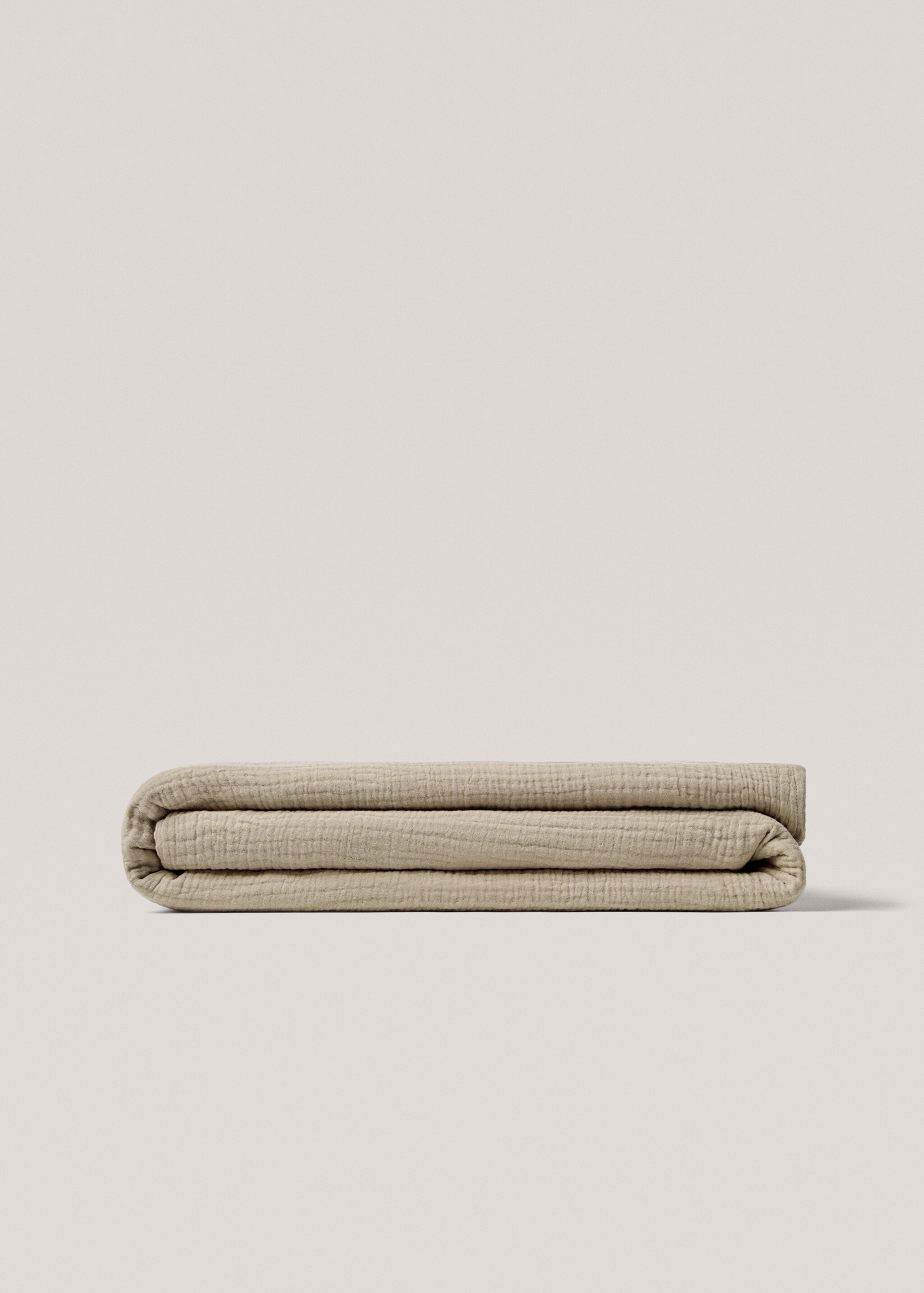 Cotton chiffon textured blanket - Article without model, Light/Pastel Brown. Ref: 77090589-00.