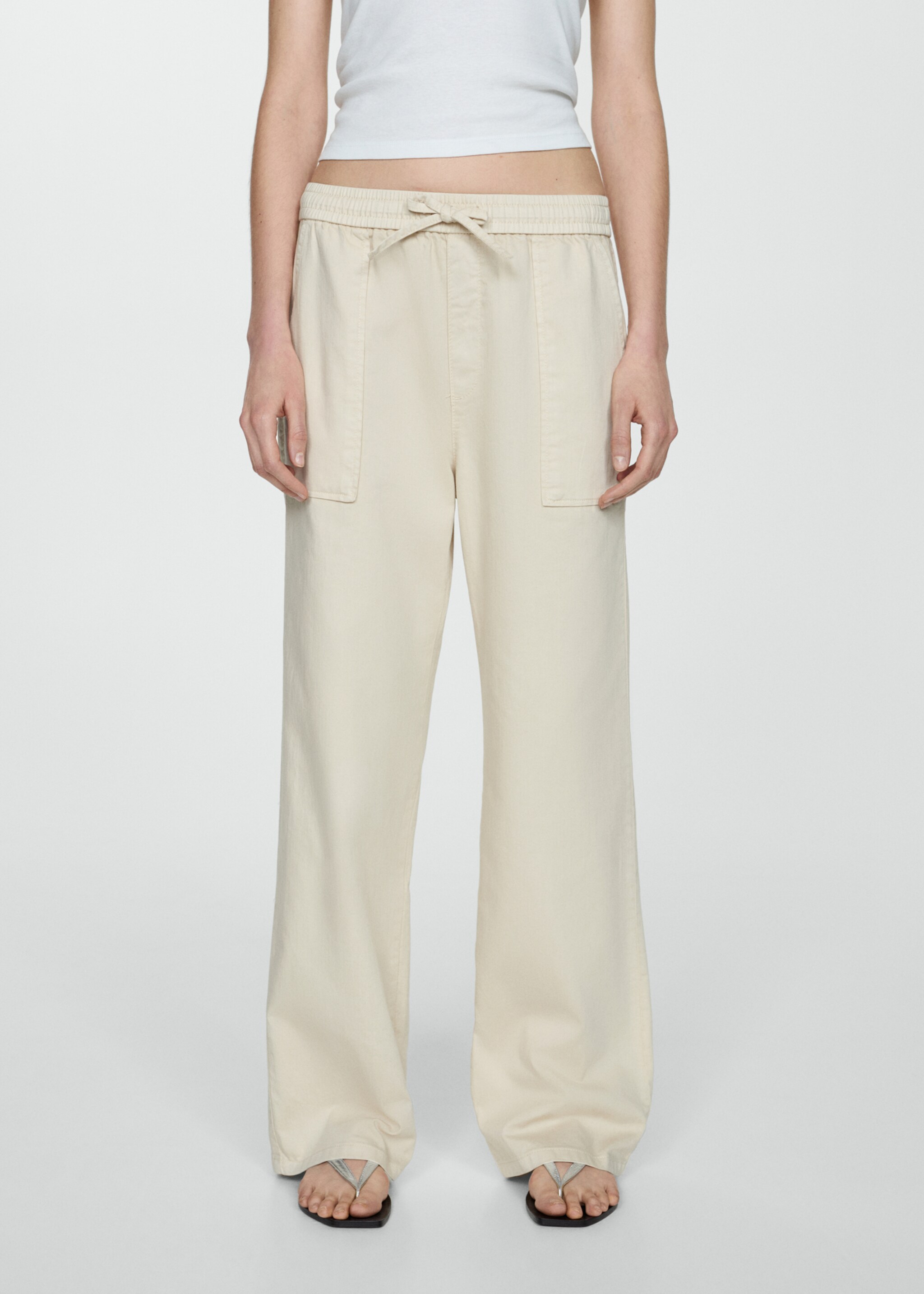 Elastic waist cotton trousers - Medium plane