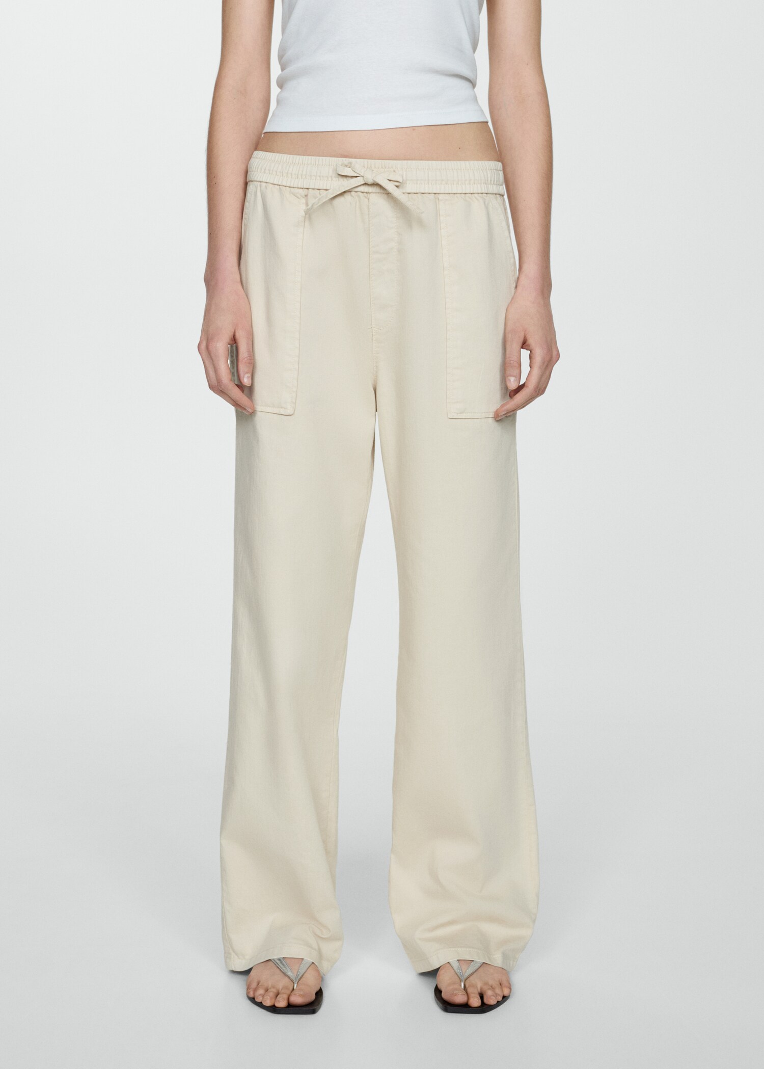 Elastic waist cotton trousers - Medium plane