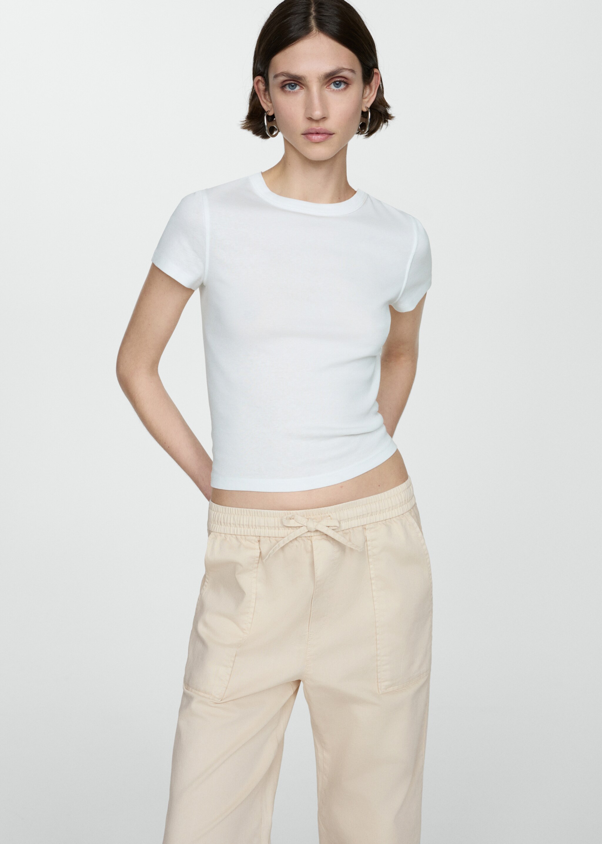Elastic waist cotton trousers - Details of the article 1