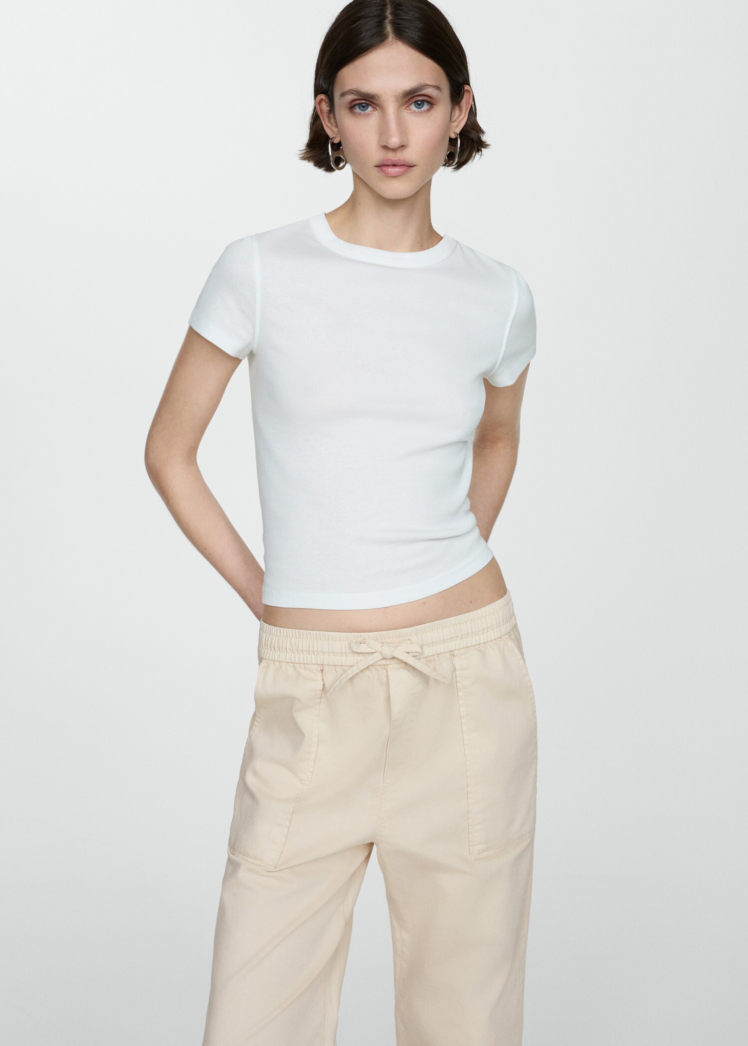 Elastic waist cotton trousers - Details of the article 1