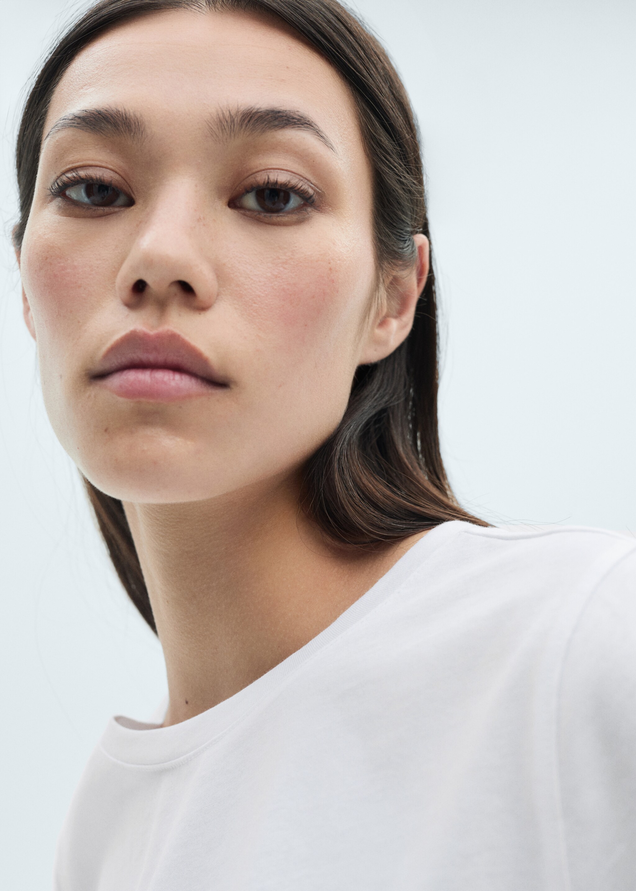 Short-sleeved cotton t-shirt - Medium plane, White. Ref: 77090593-00.