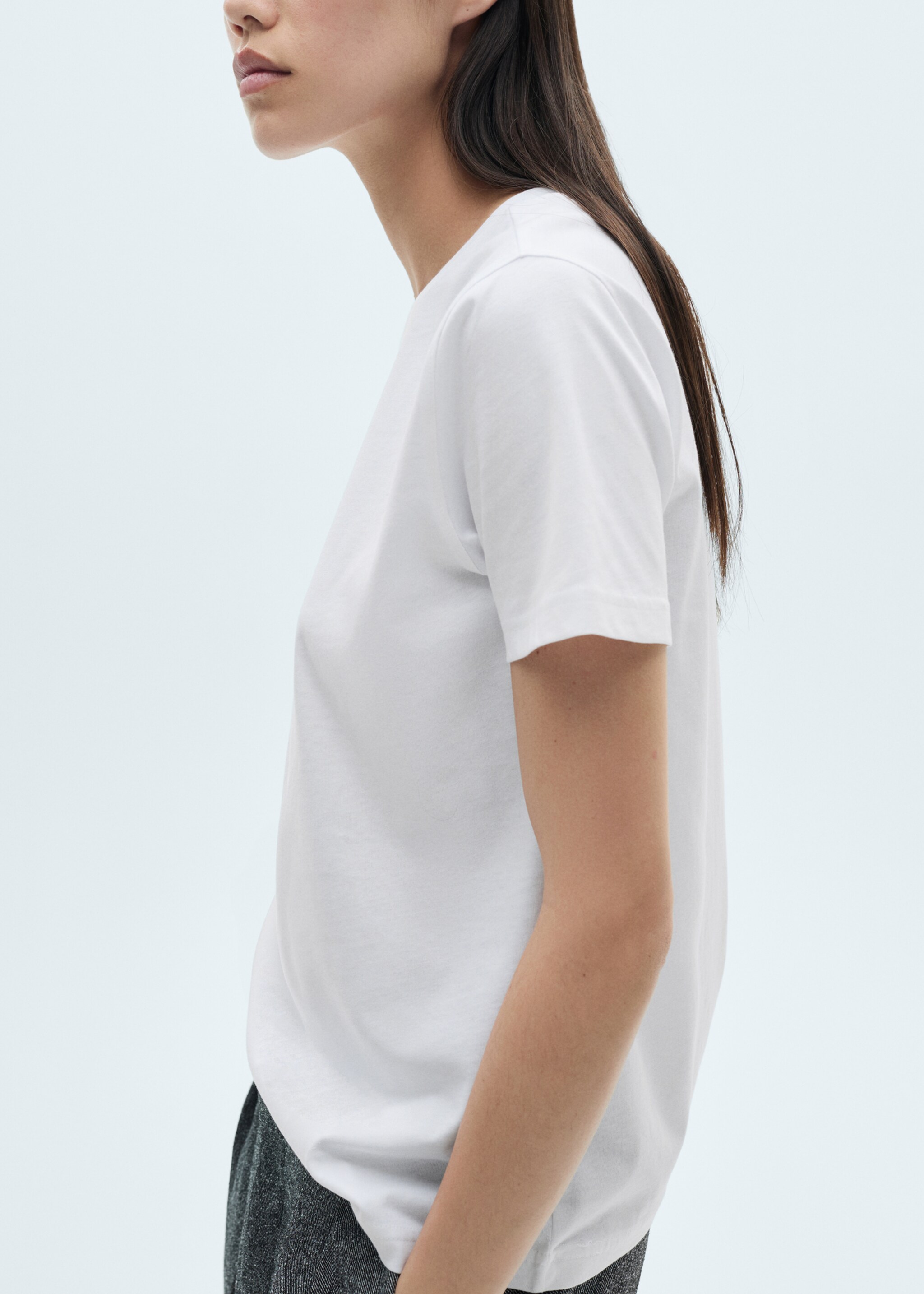 Short-sleeved cotton t-shirt - Details of the article 6, White. Ref: 77090593-00.