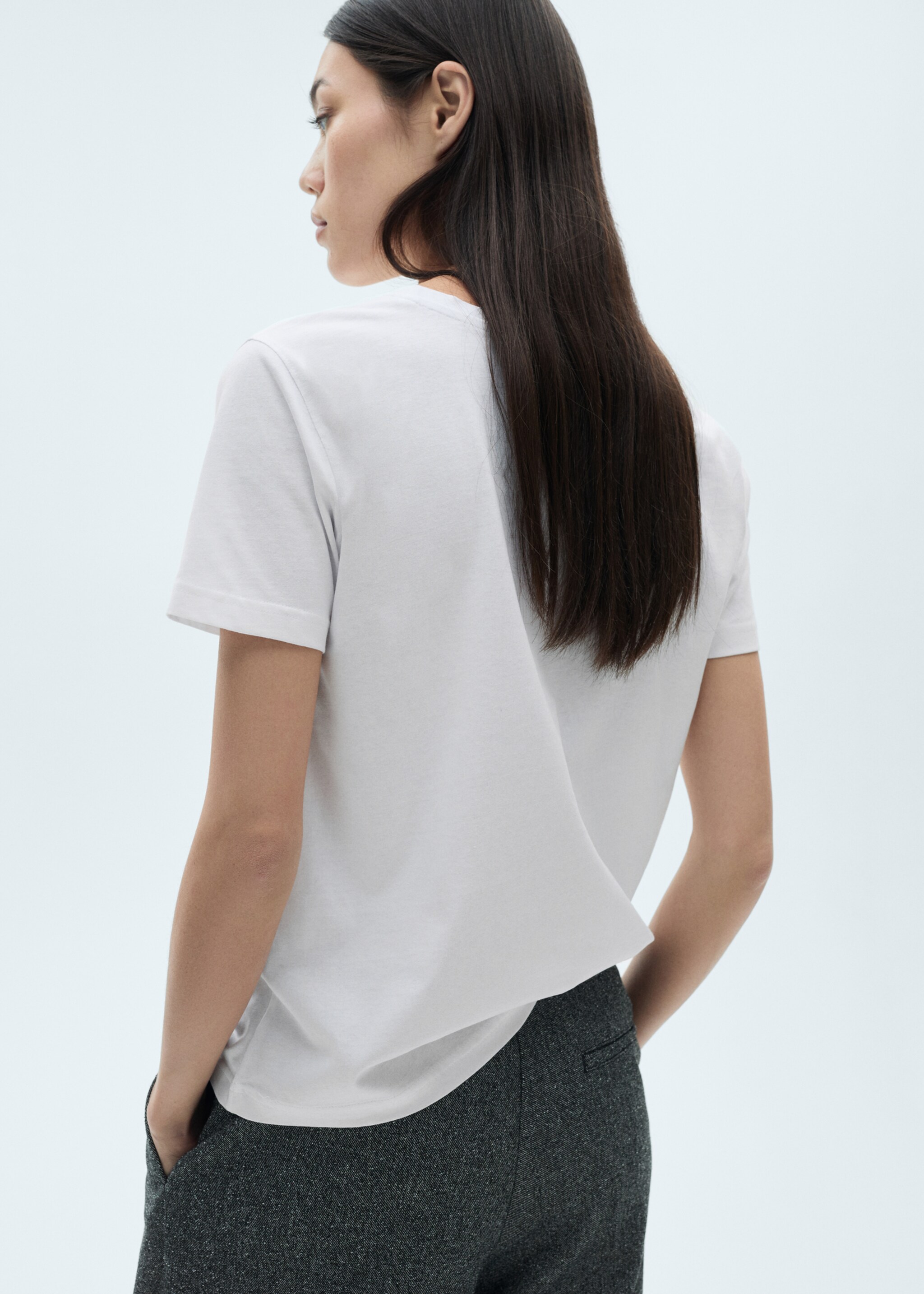 Short-sleeved cotton t-shirt - Reverse of the article, White. Ref: 77090593-00.