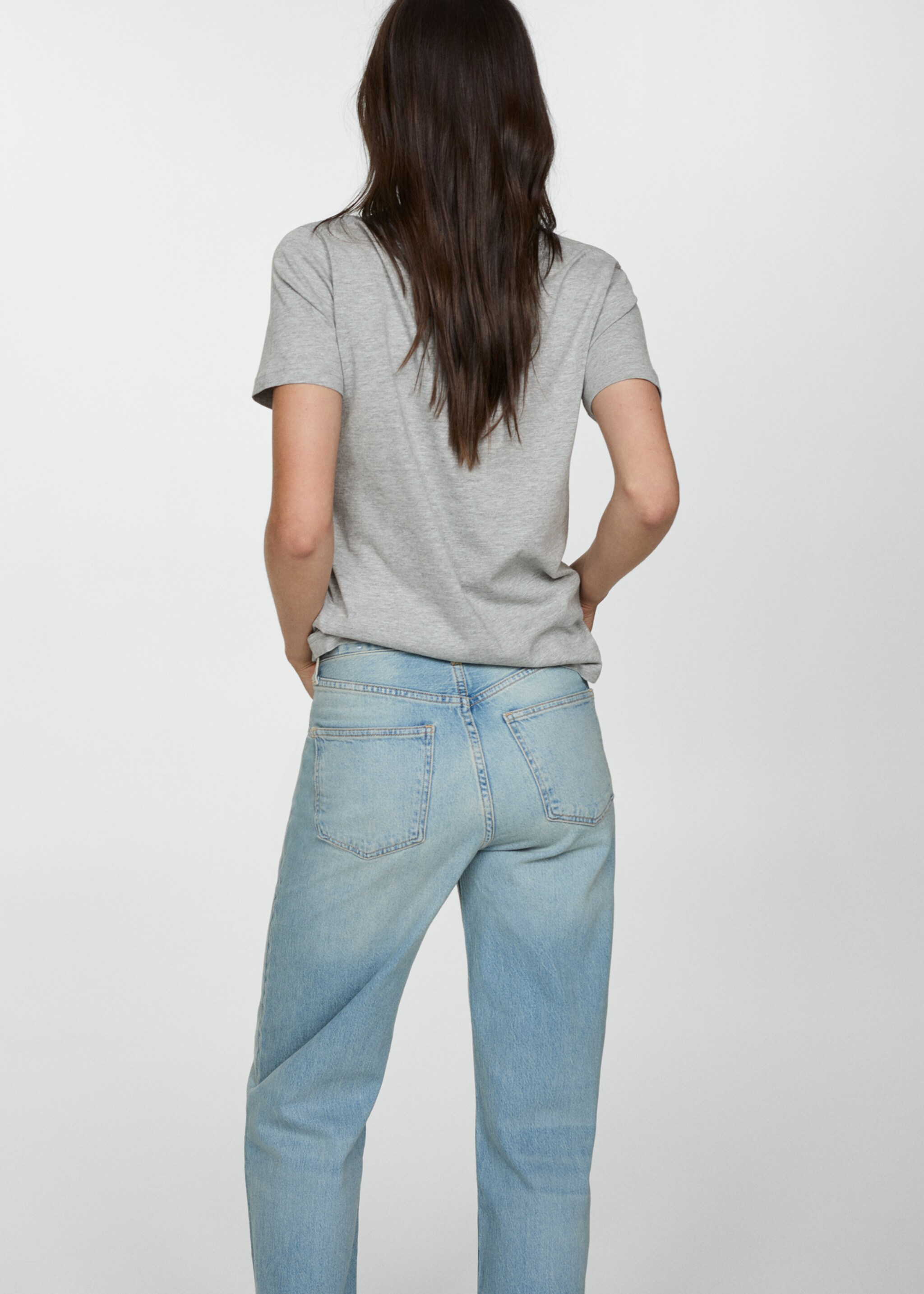 Short-sleeved cotton t-shirt - Reverse of the article, Medium Heather Grey. Ref: 77090593-00.