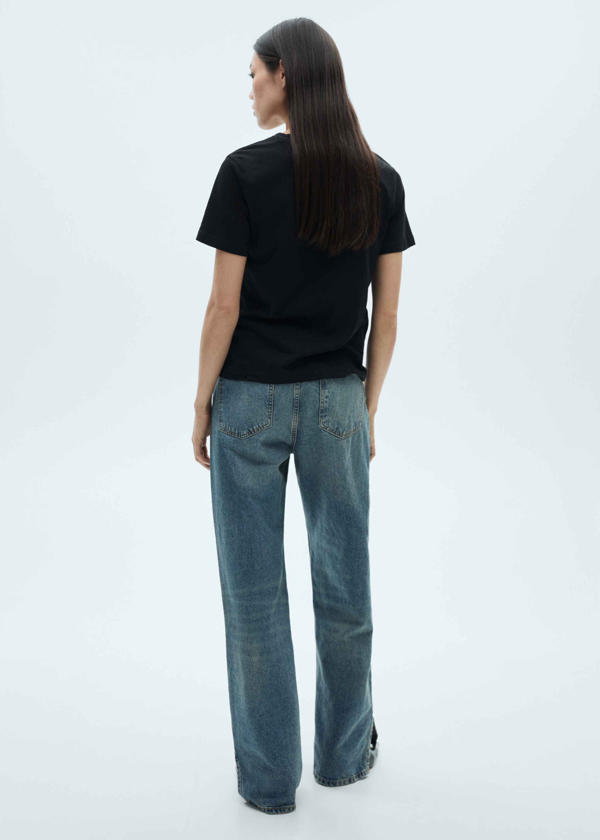 Short-sleeved cotton t-shirt - Reverse of the article, Black. Ref: 77090593-00.