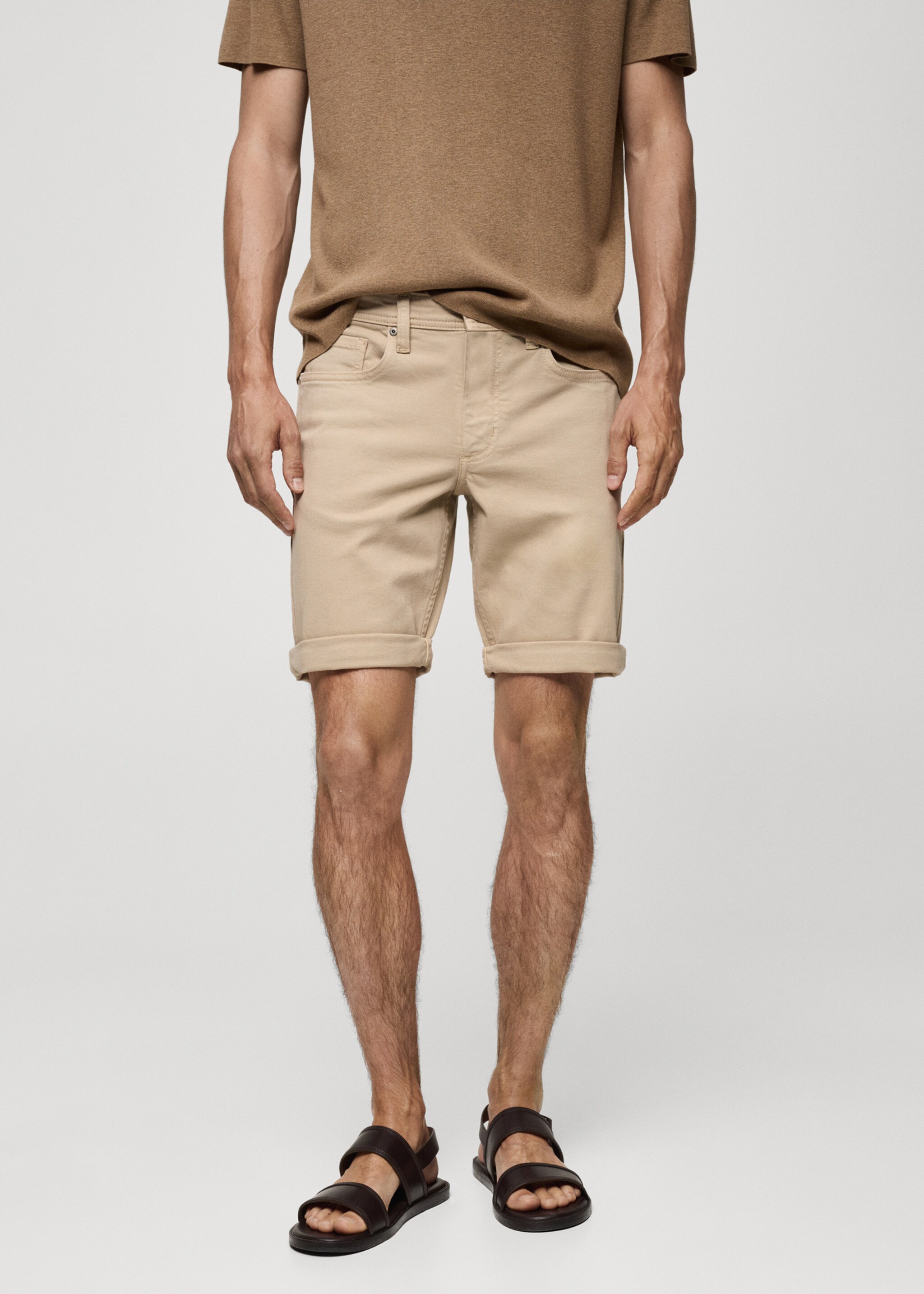Slim-fit denim bermuda shorts - Medium plane