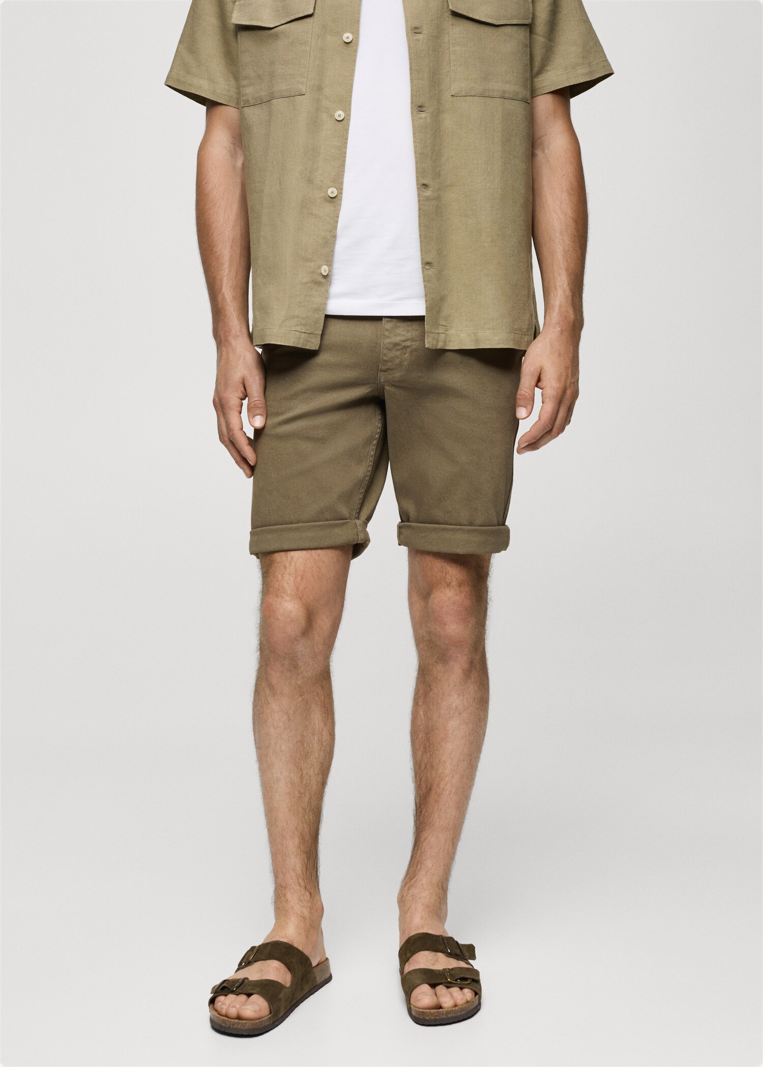 Slim-fit denim bermuda shorts - Medium plane