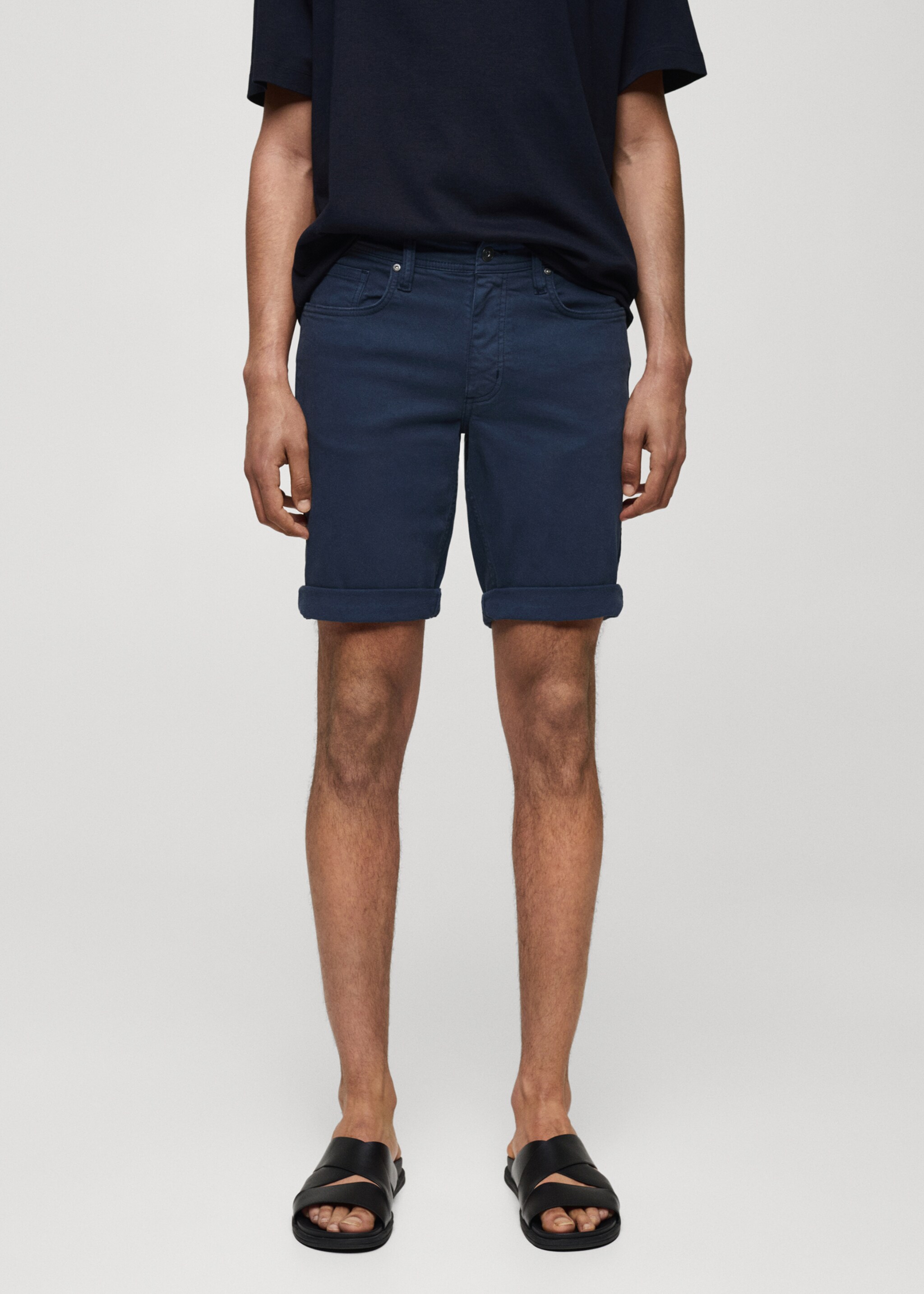 Slim-fit denim bermuda shorts - Medium plane