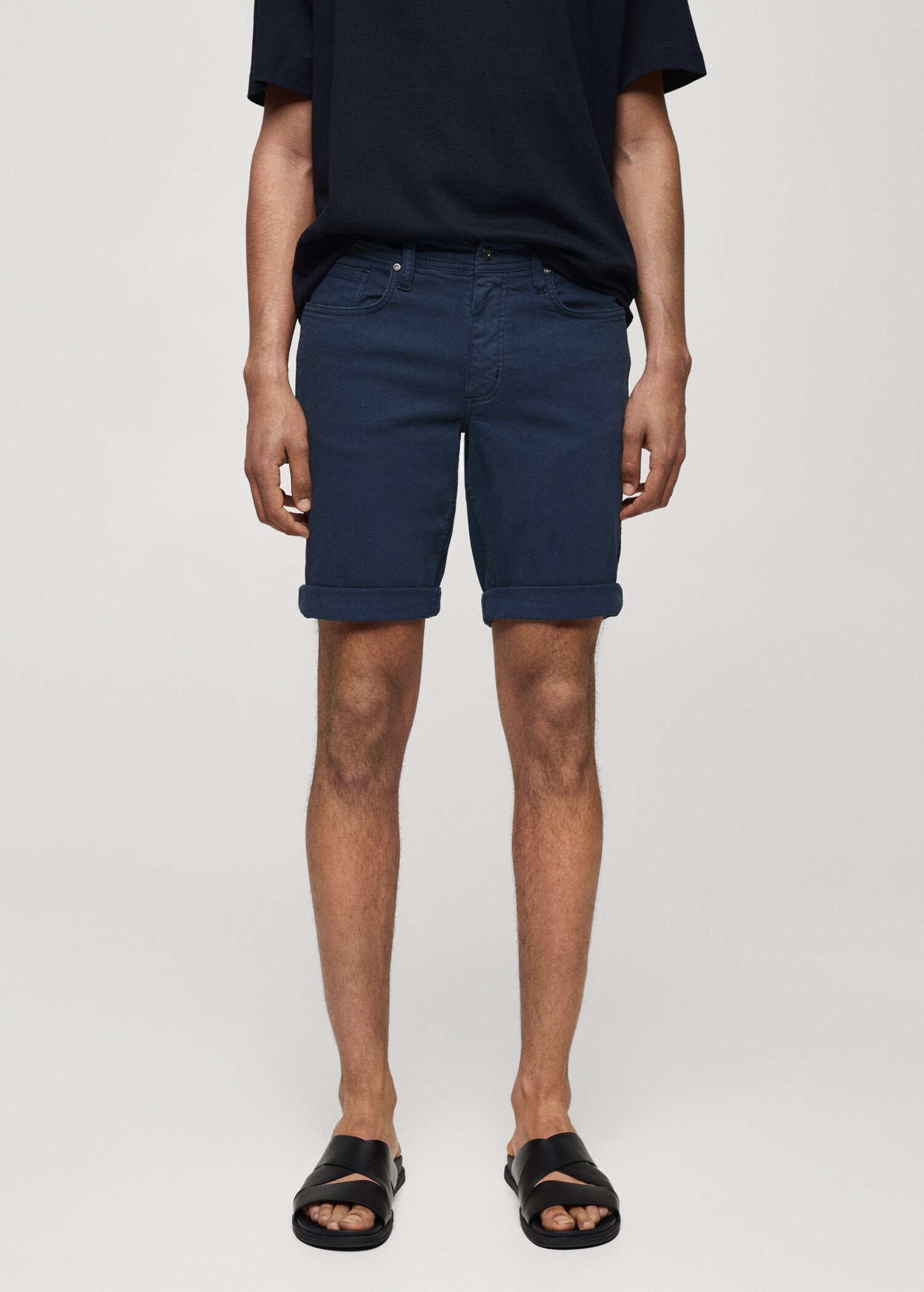 Slim-fit denim bermuda shorts - Medium plane