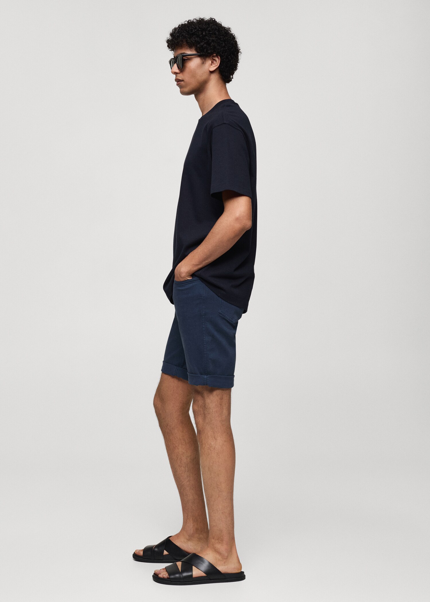 Slim-fit denim bermuda shorts - Details of the article 2