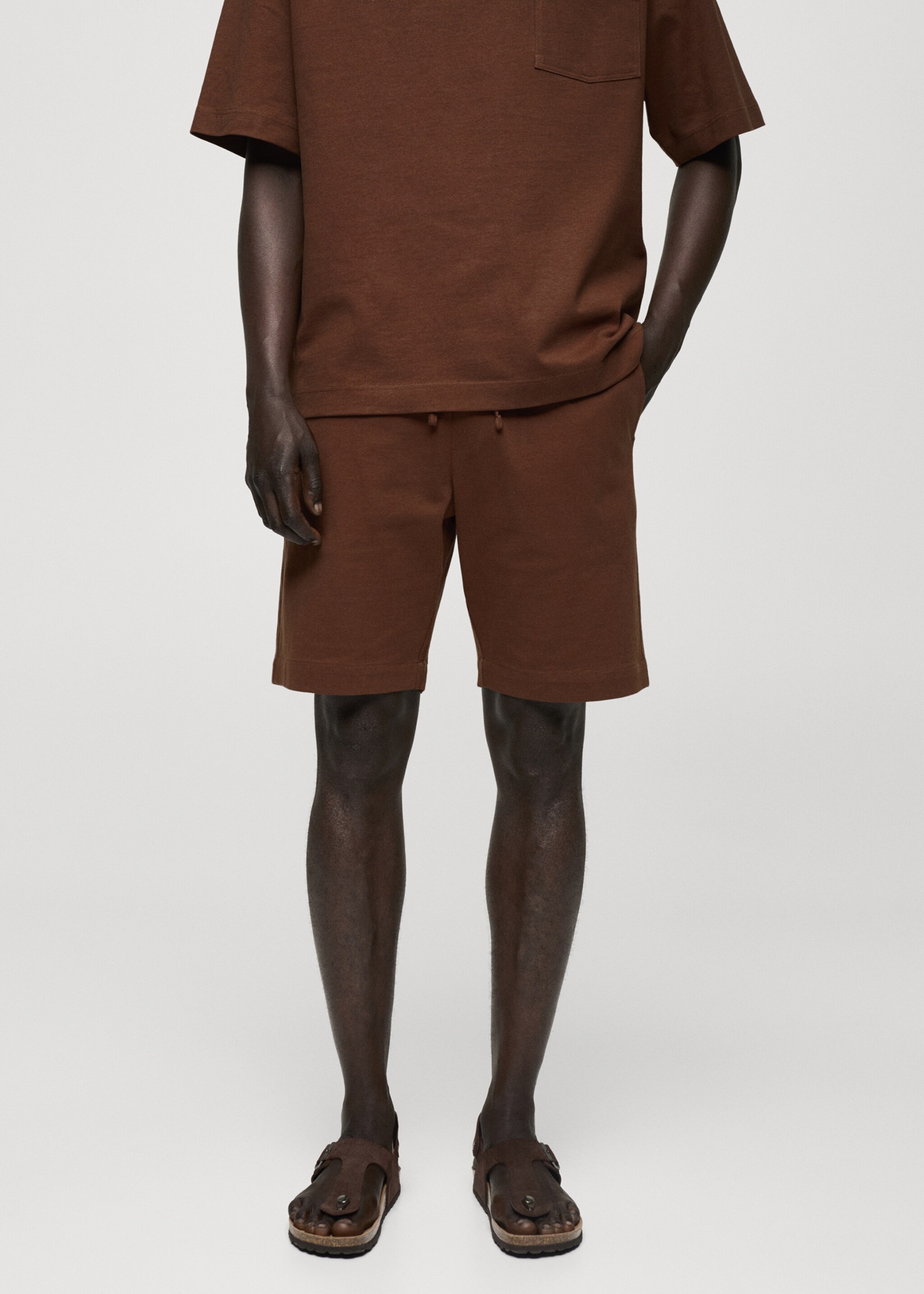 100% cotton bermuda shorts with drawstring - Medium plane