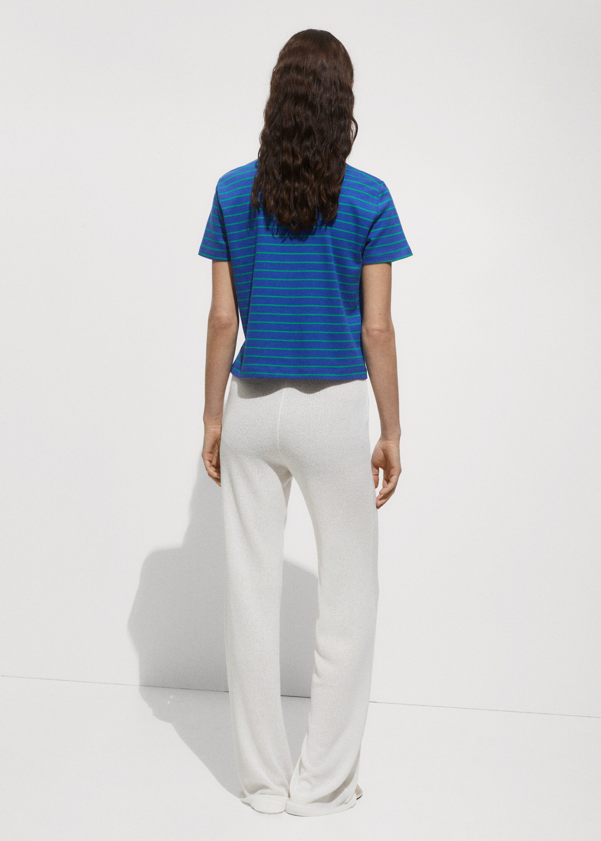 Printed striped T-shirt - Reverse of the article, Blue. Ref: 77090608-00.