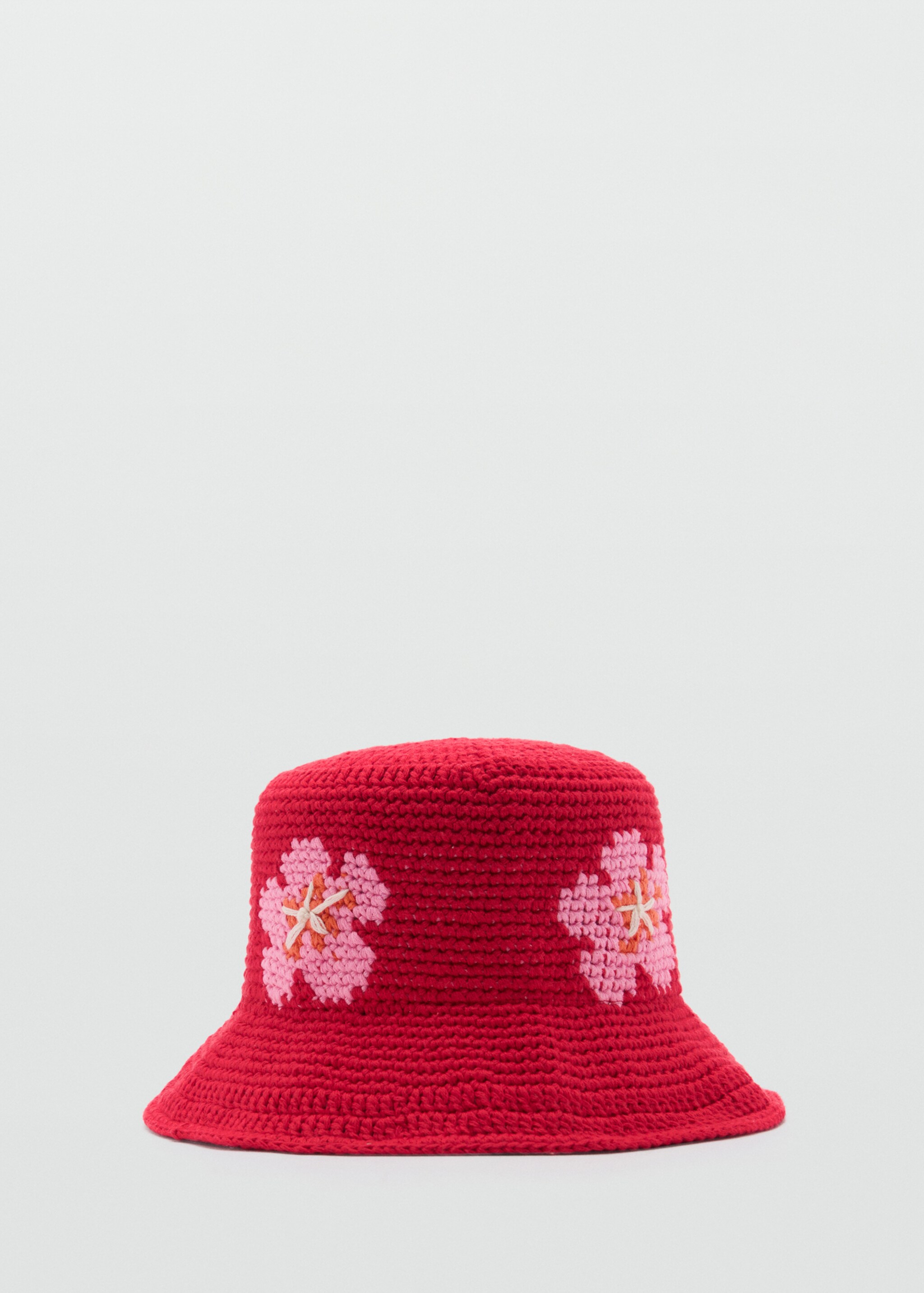 Chapeau crochet fleurs - Article sans modèle, Rouge. Ref: 77090628-00.