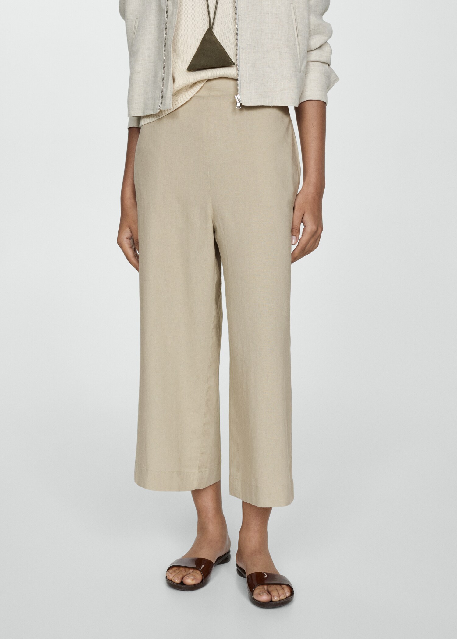 Wideleg linen trousers - Medium plane
