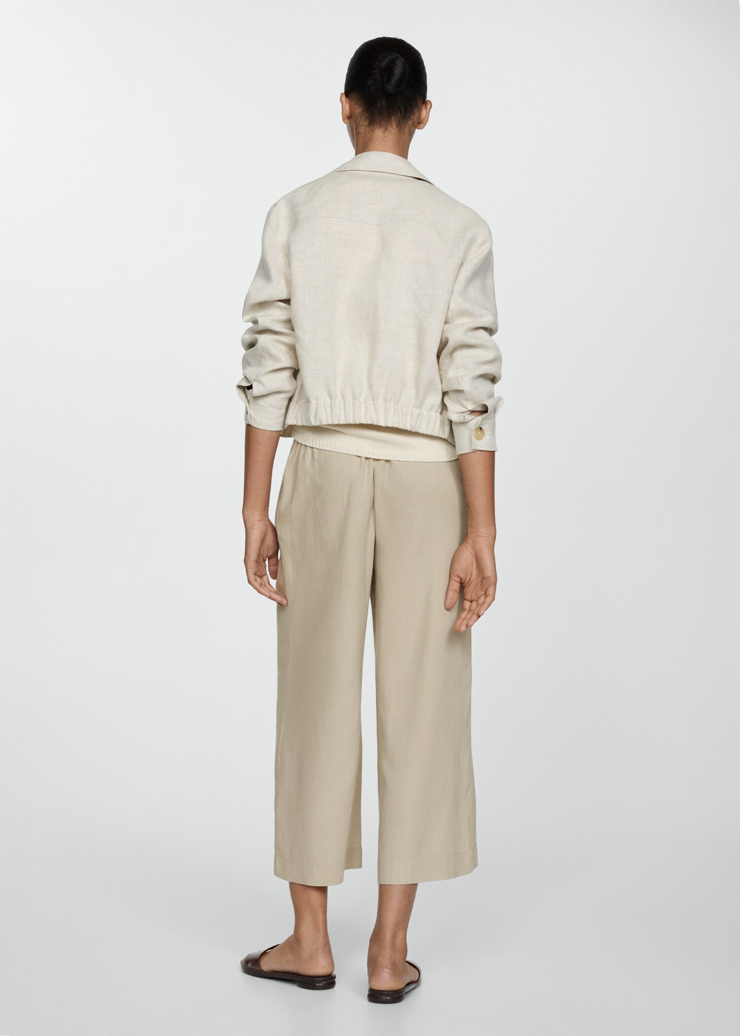 Wideleg linen trousers - Reverse of the article