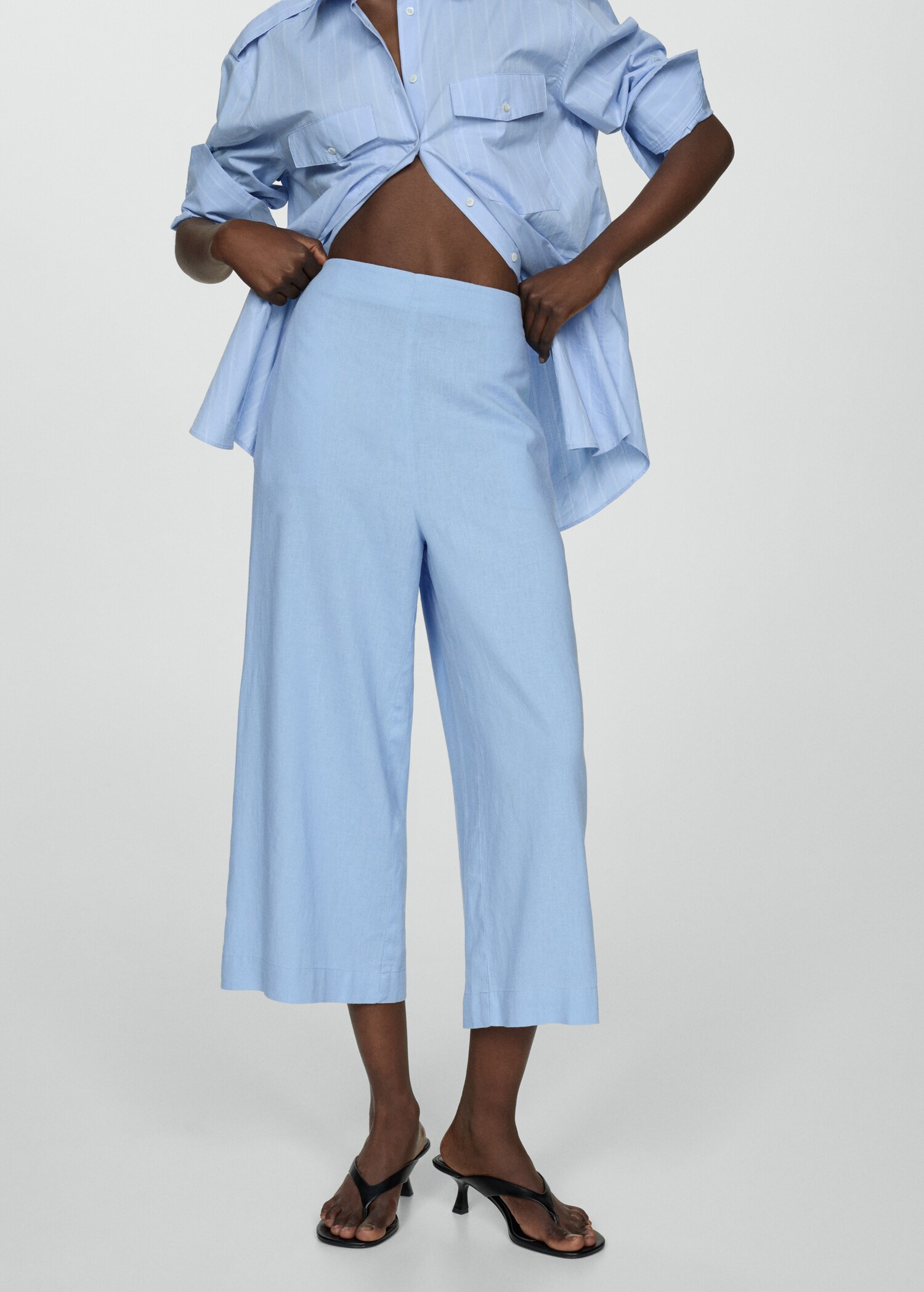 Wideleg linen trousers - Medium plane