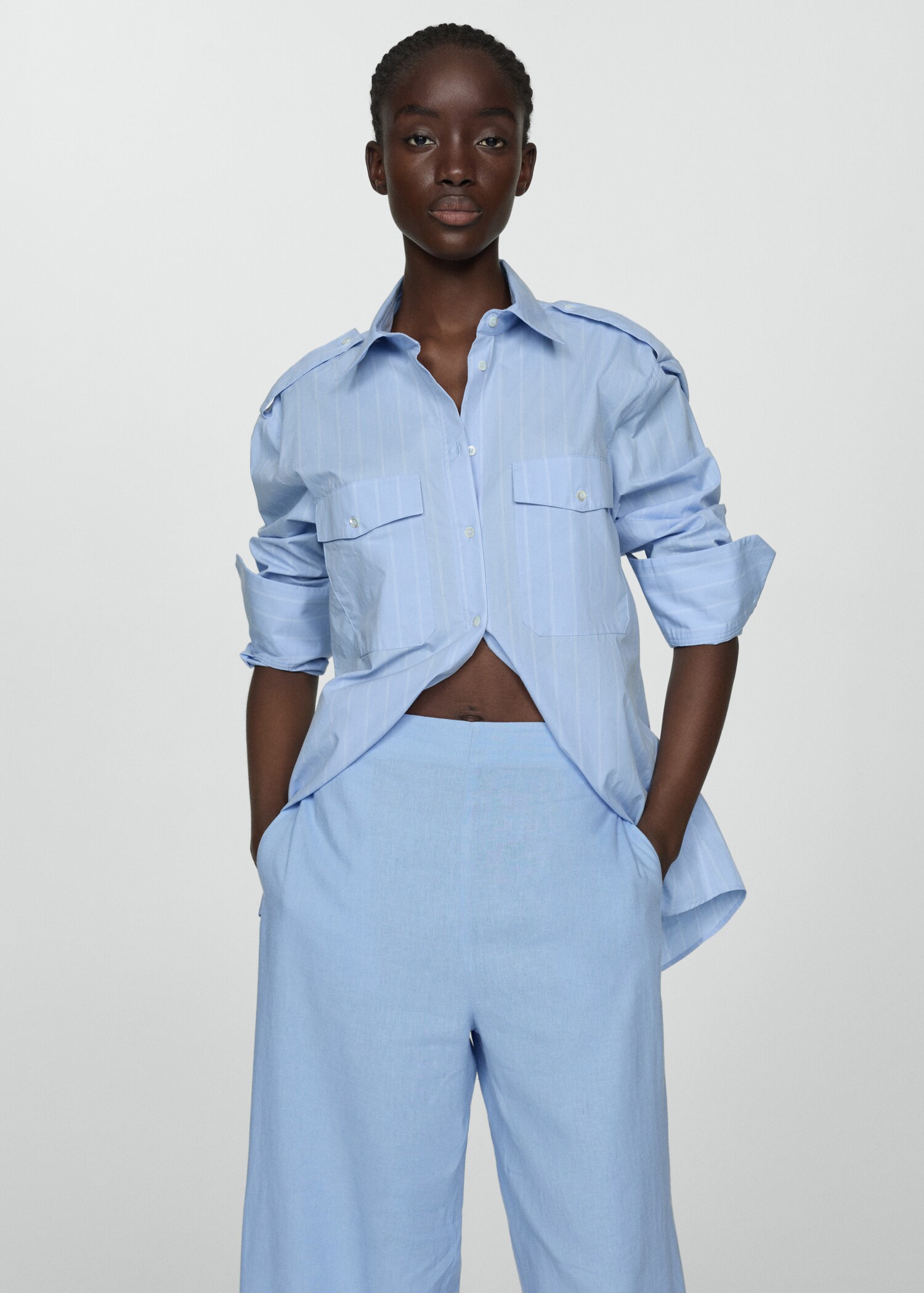 Wideleg linen trousers - Details of the article 1